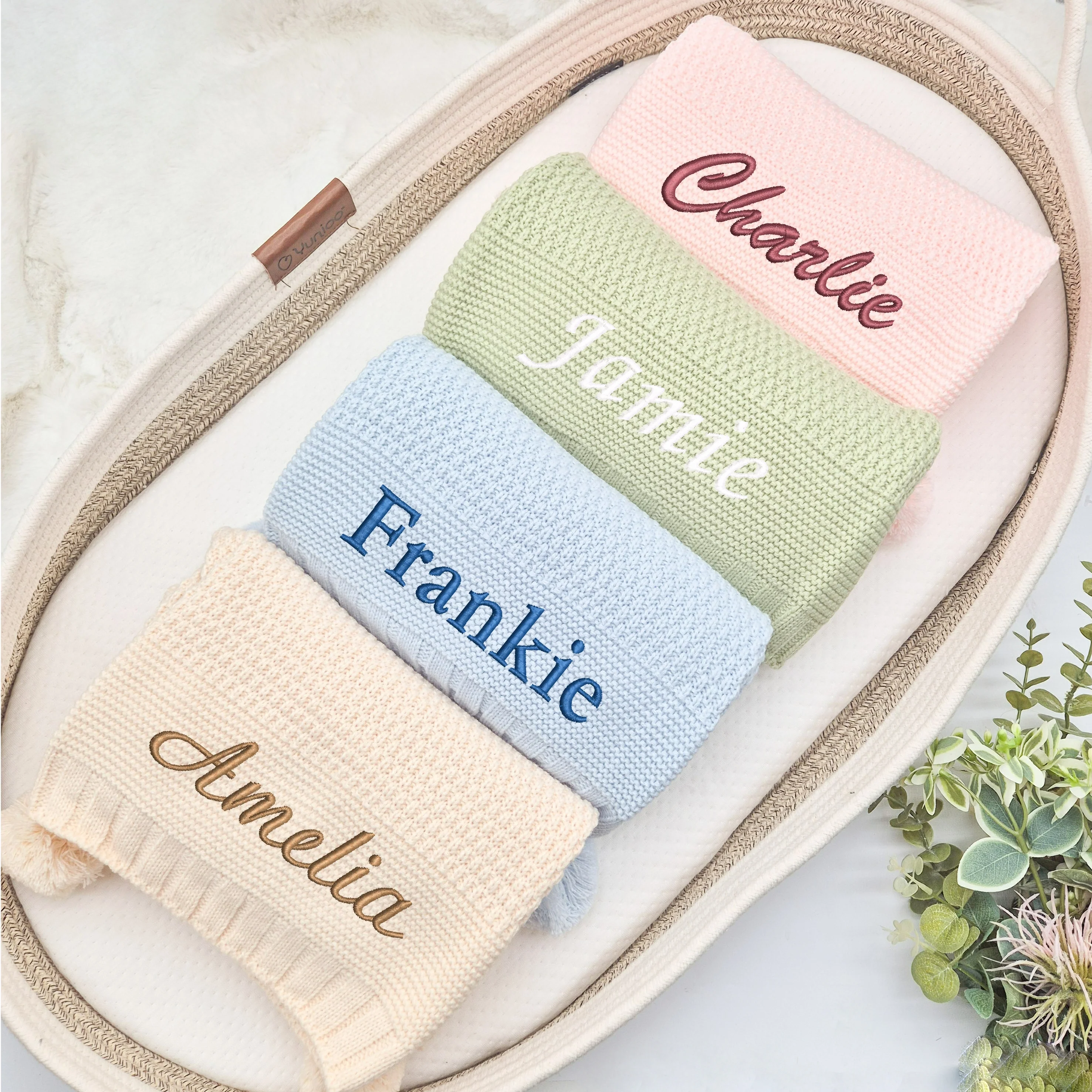 Personalised Embroidered Knitted Baby Blanket - Image 2