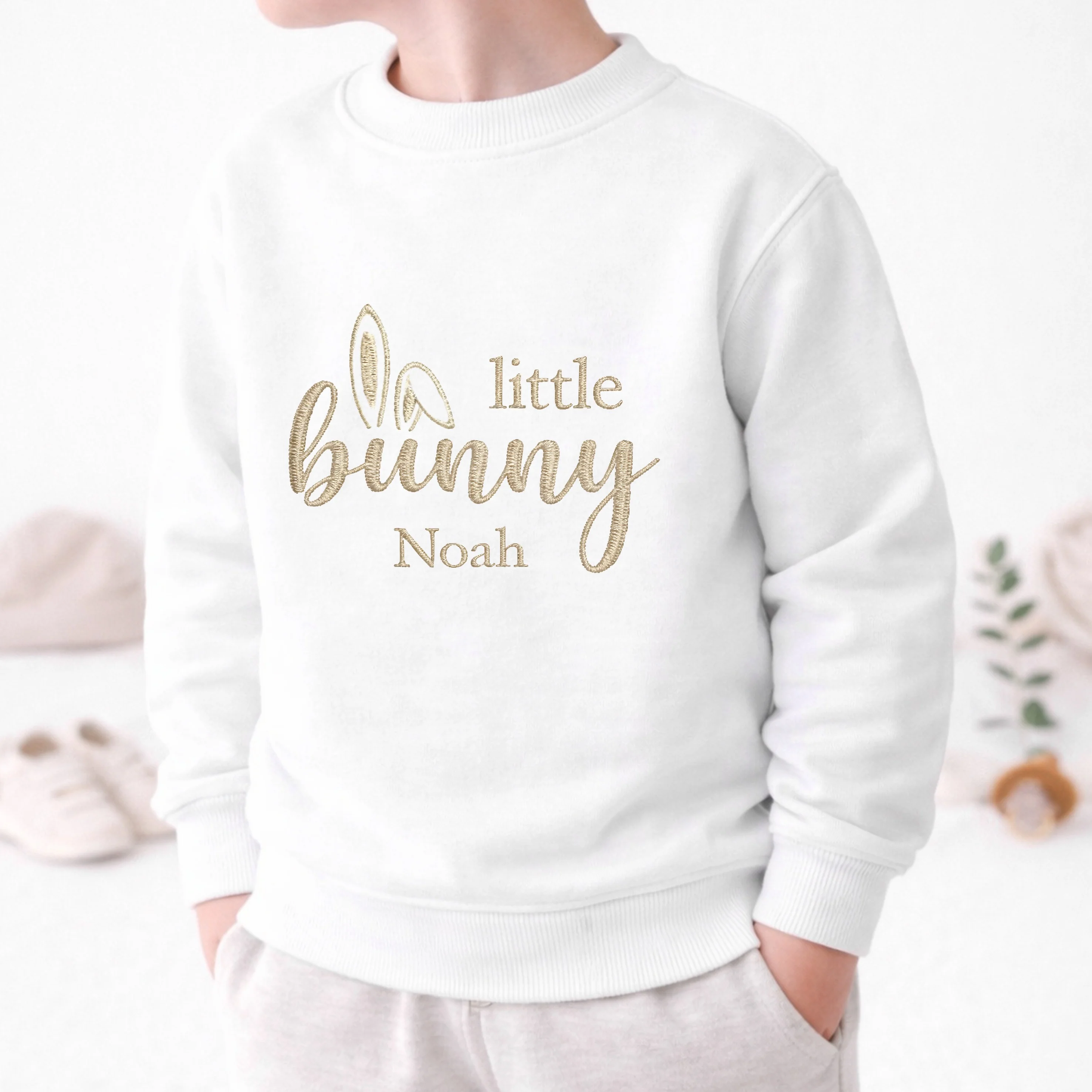 Personalised Embroidered Little Bunny Easter Sweatshirt - Image 2