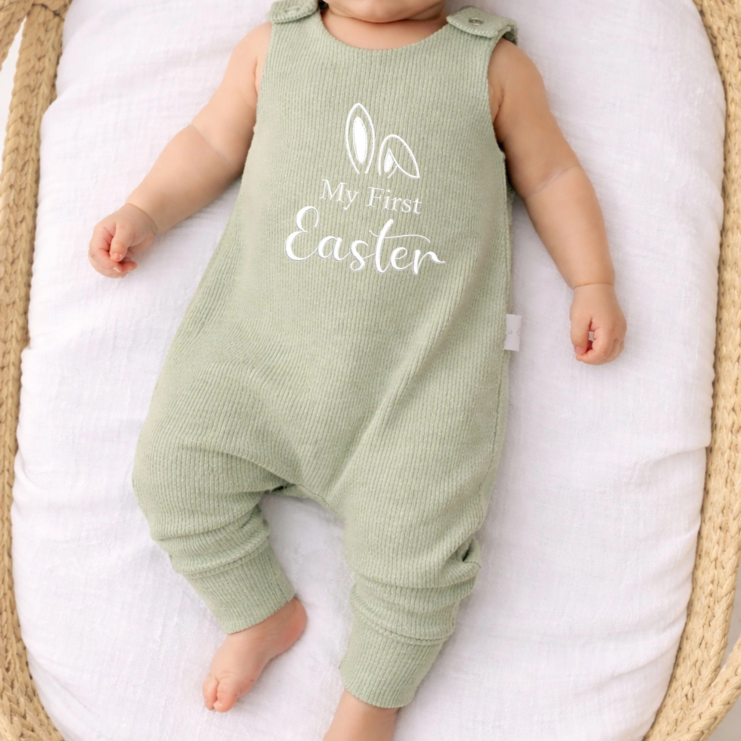 Personalised Embroidered My First Easter Ribbed Dungarees - Image 3