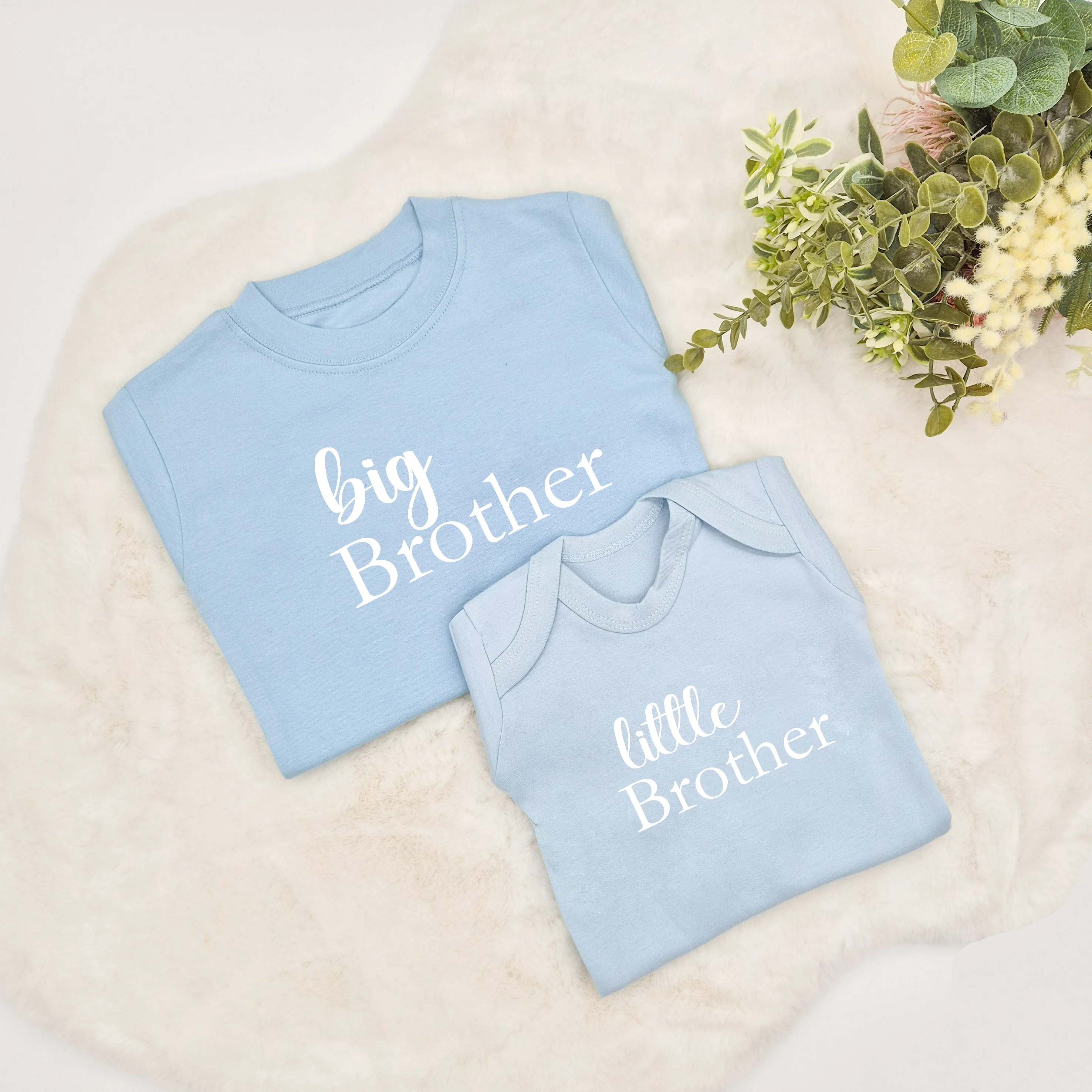 Personalised Embroidered Script Sibling Matching Babygrow/T-shirt - Image 5