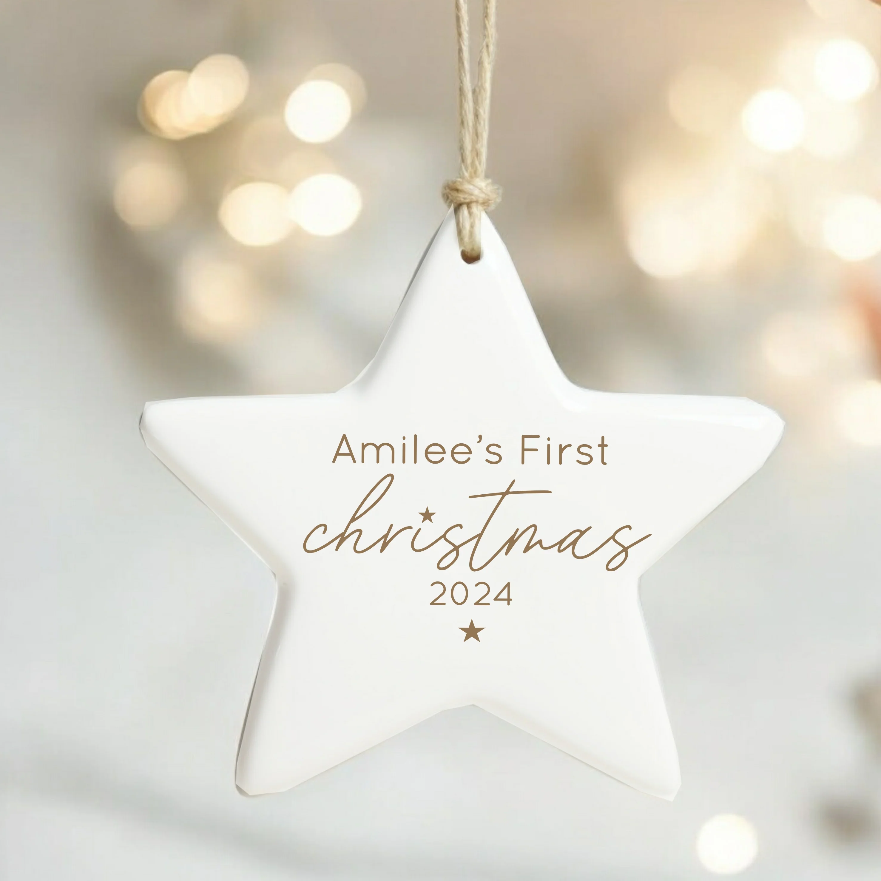 Personalised First Christmas Gold Star Bauble - Image 2
