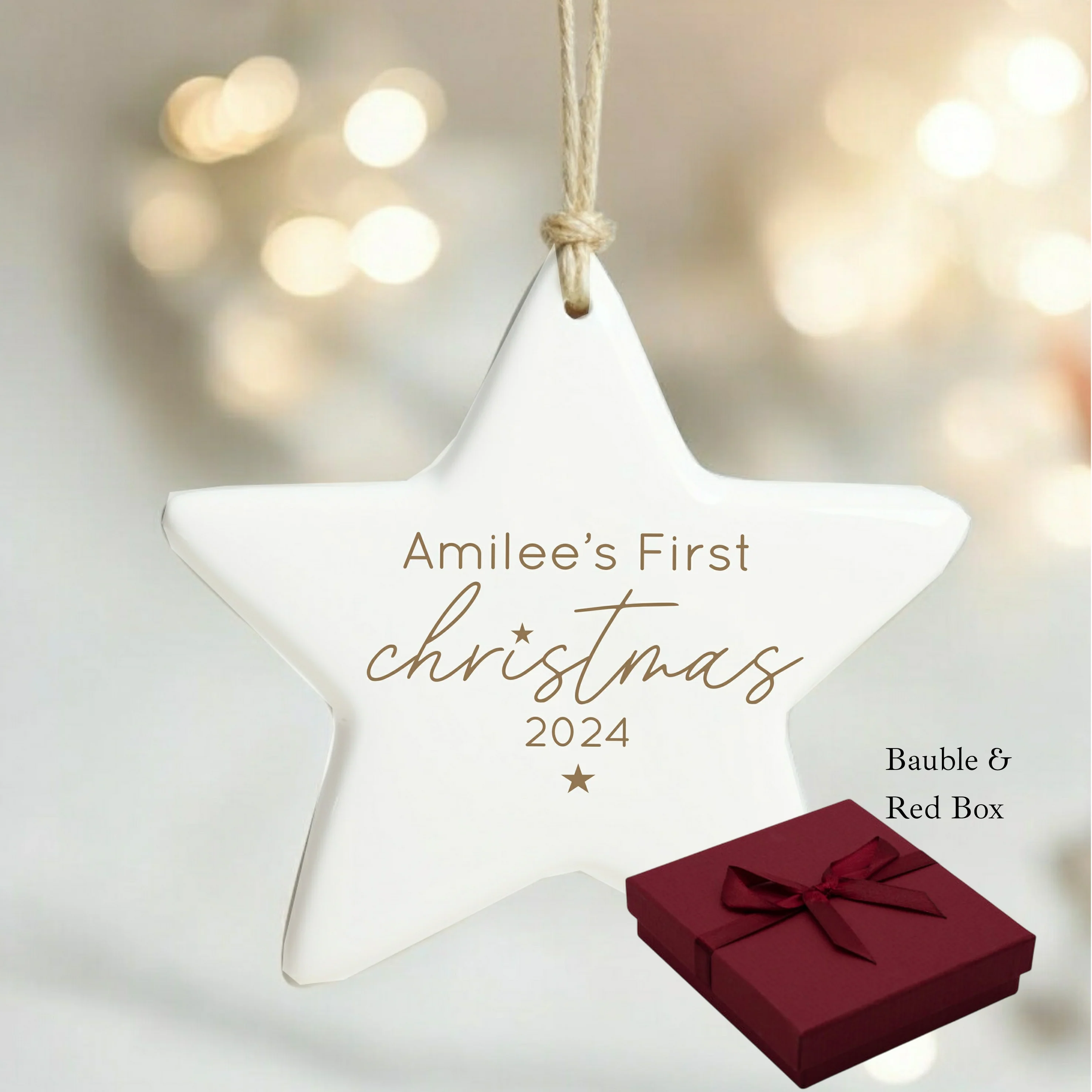 Personalised First Christmas Gold Star Bauble - Image 6
