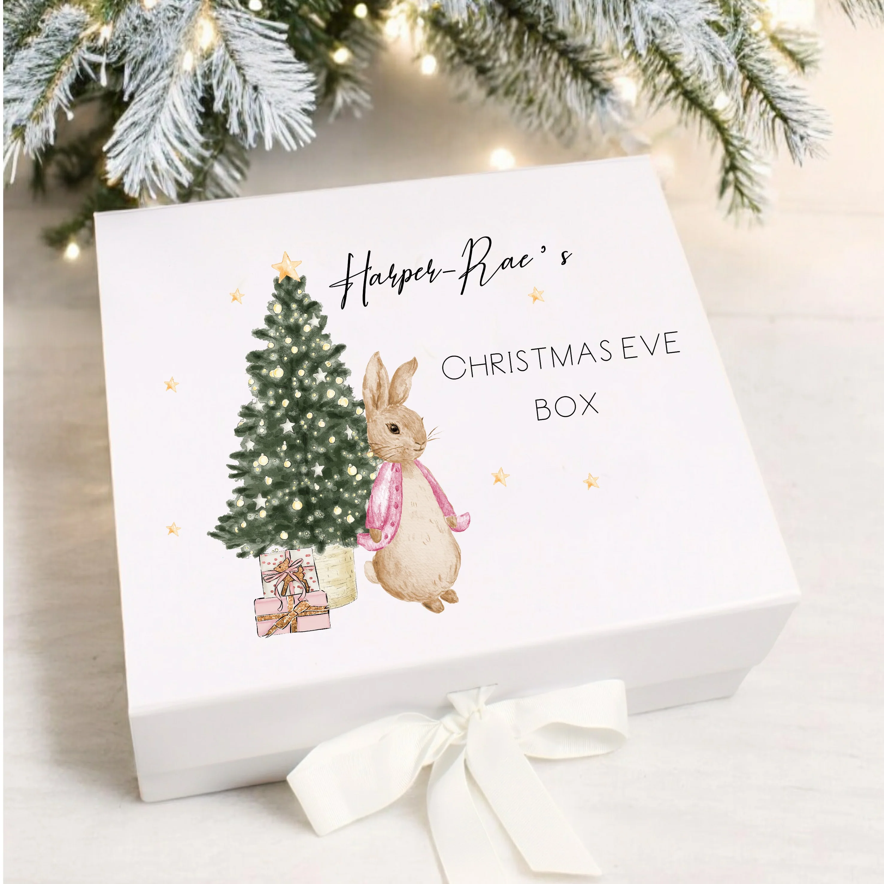 Personalised First Christmas Pink Rabbit Clothing Gift Set - Image 2