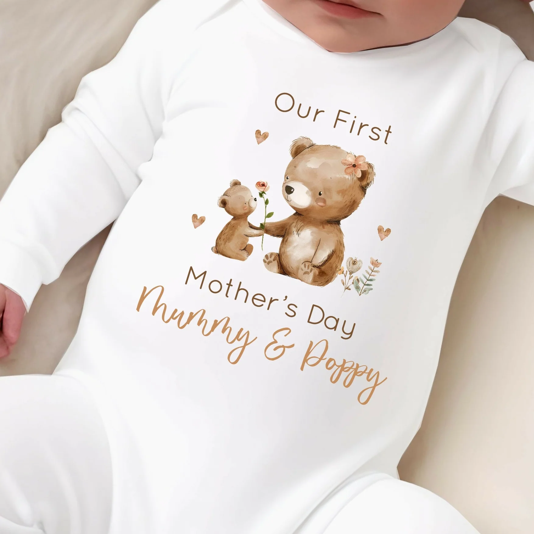 Personalised First Mother's Day Brown Bears Babygrow/Vest