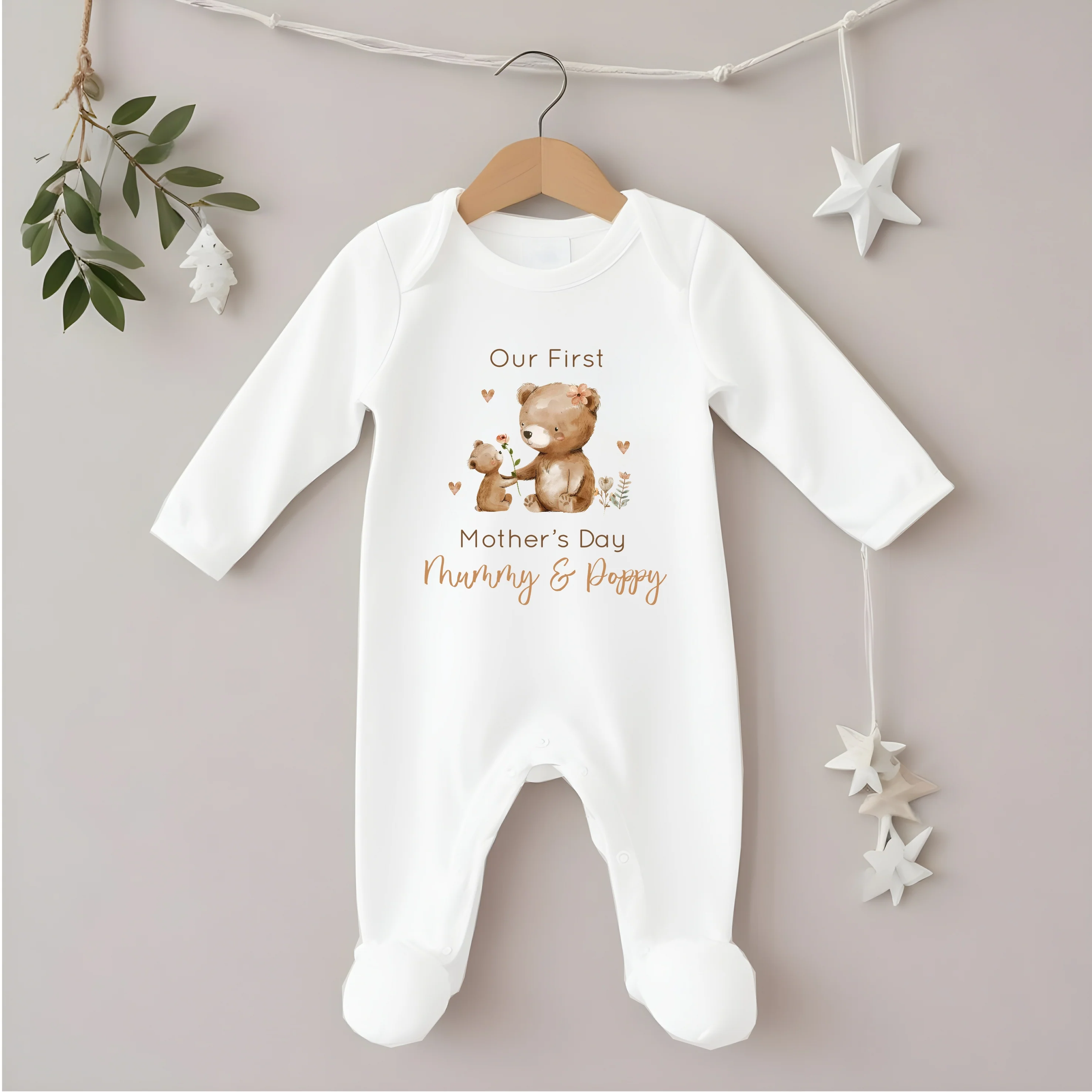 Personalised First Mother's Day Brown Bears Babygrow/Vest - Image 4