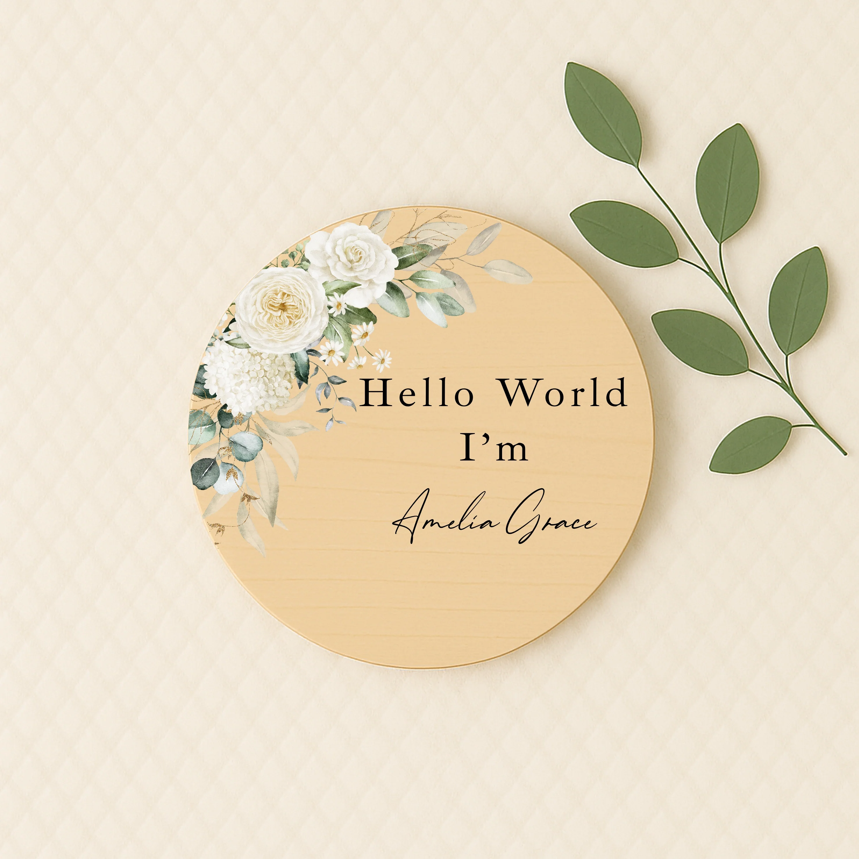 Personalised Floral Wooden Announcement Plaque - Image 3