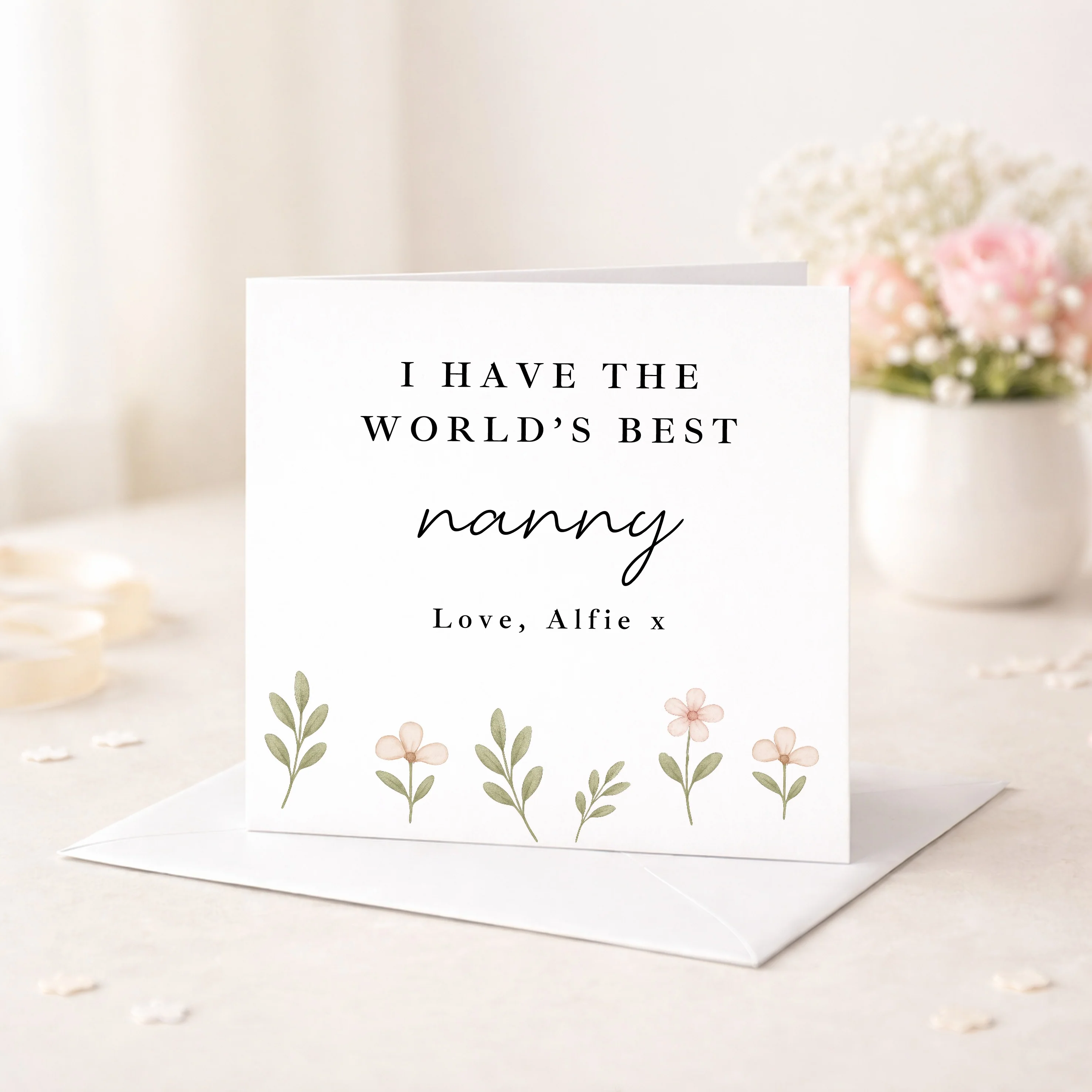 Personalised Floral World's Best Nanny Card - Image 3