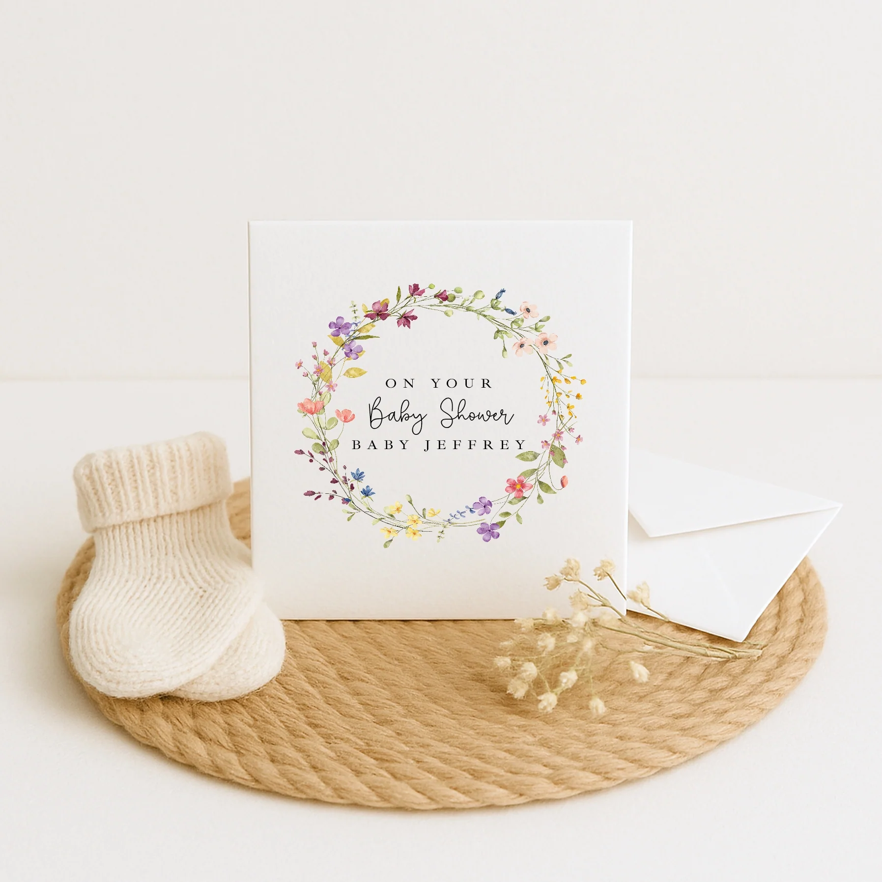 Personalised Floral Wreath Baby Shower Card - Image 3