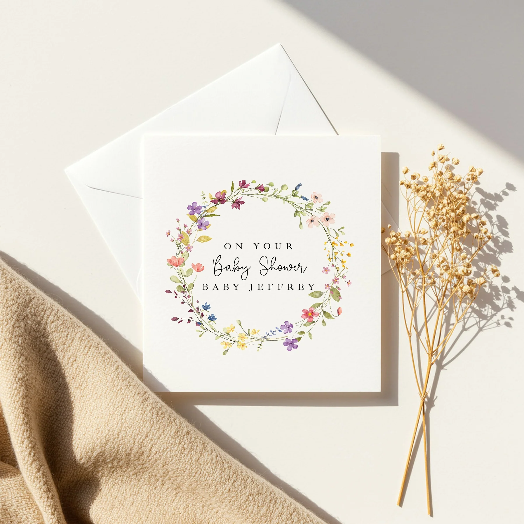 Personalised Floral Wreath Baby Shower Card - Image 4