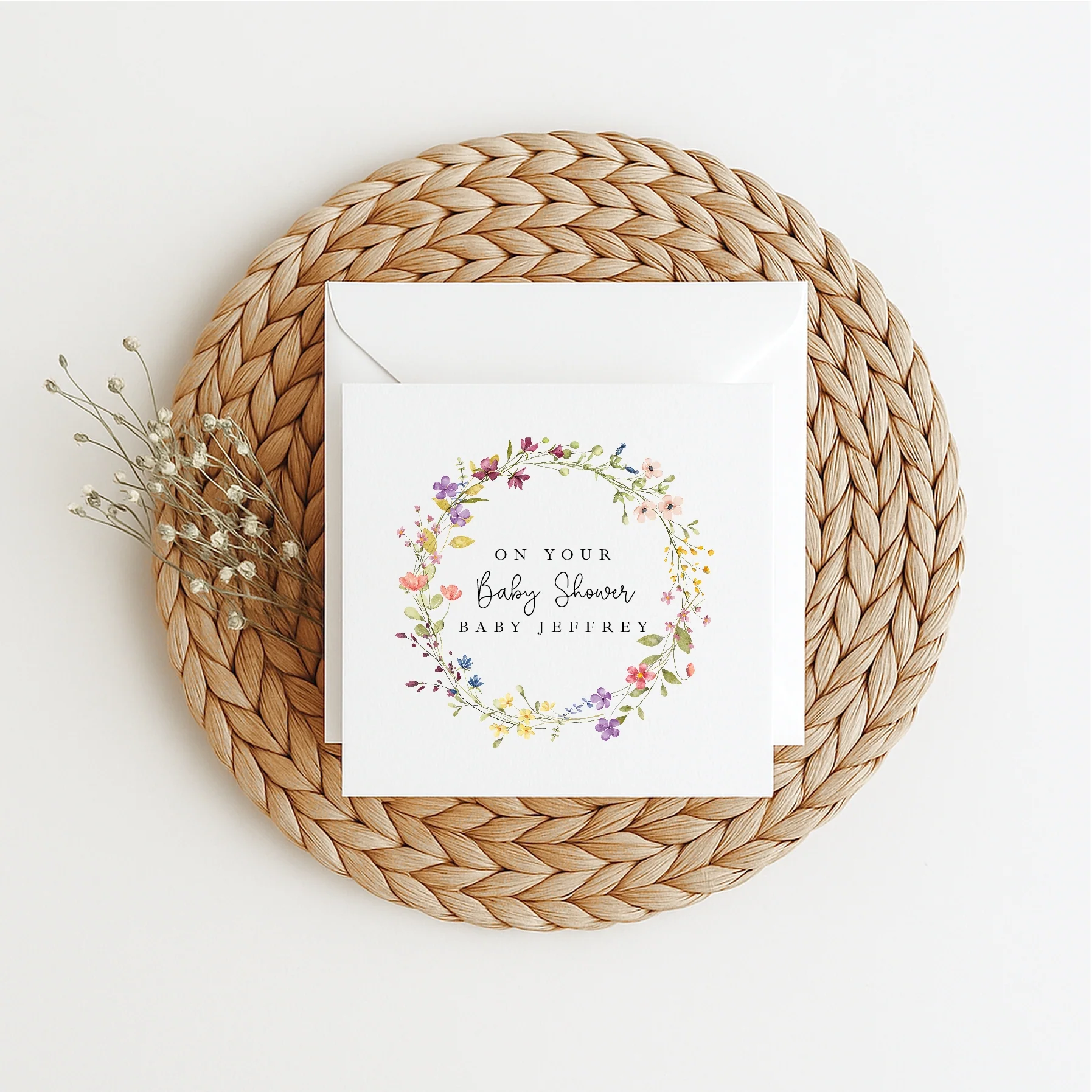 Personalised Floral Wreath Baby Shower Card - Image 5