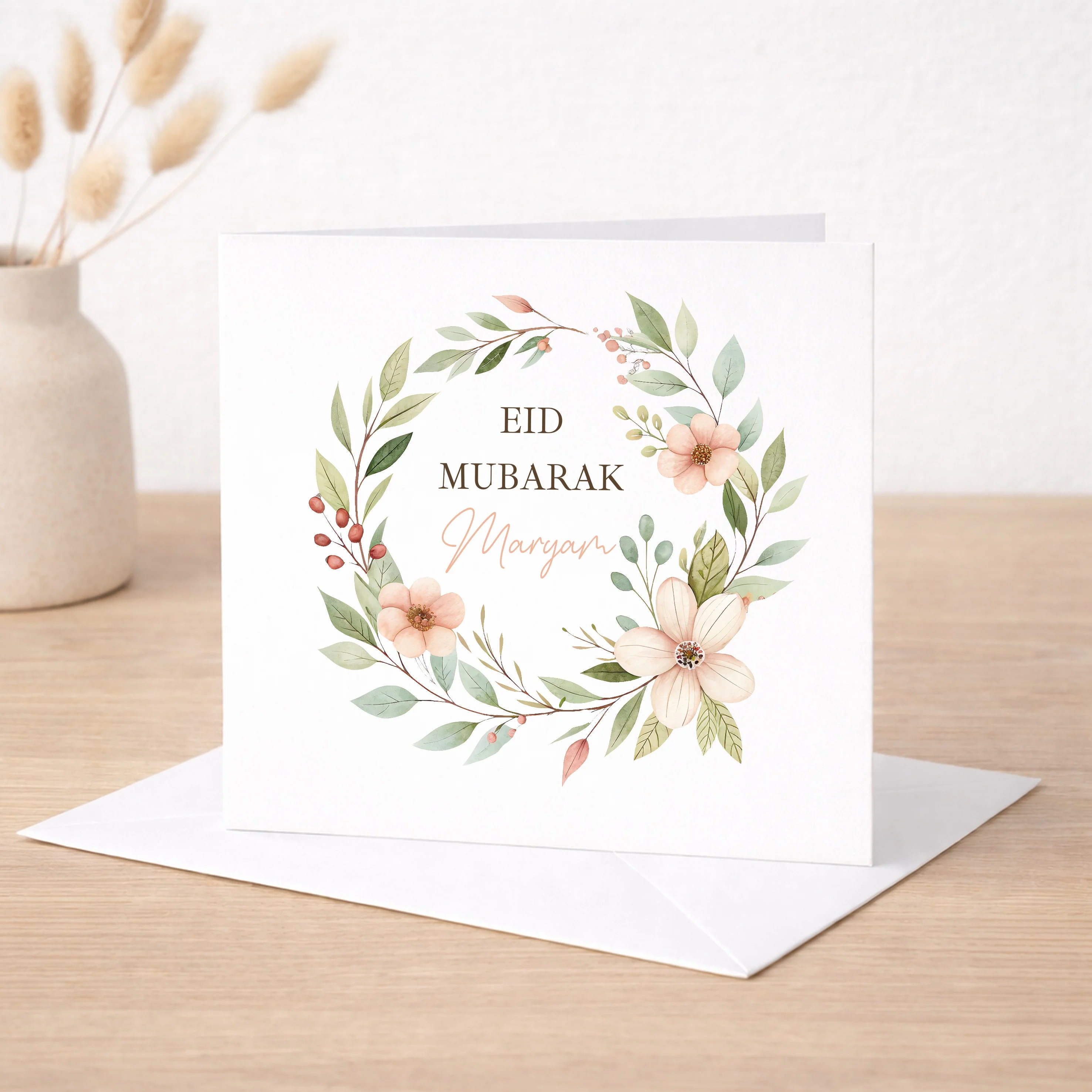 Personalised Floral Wreath Eid Mubarak Card - Image 2