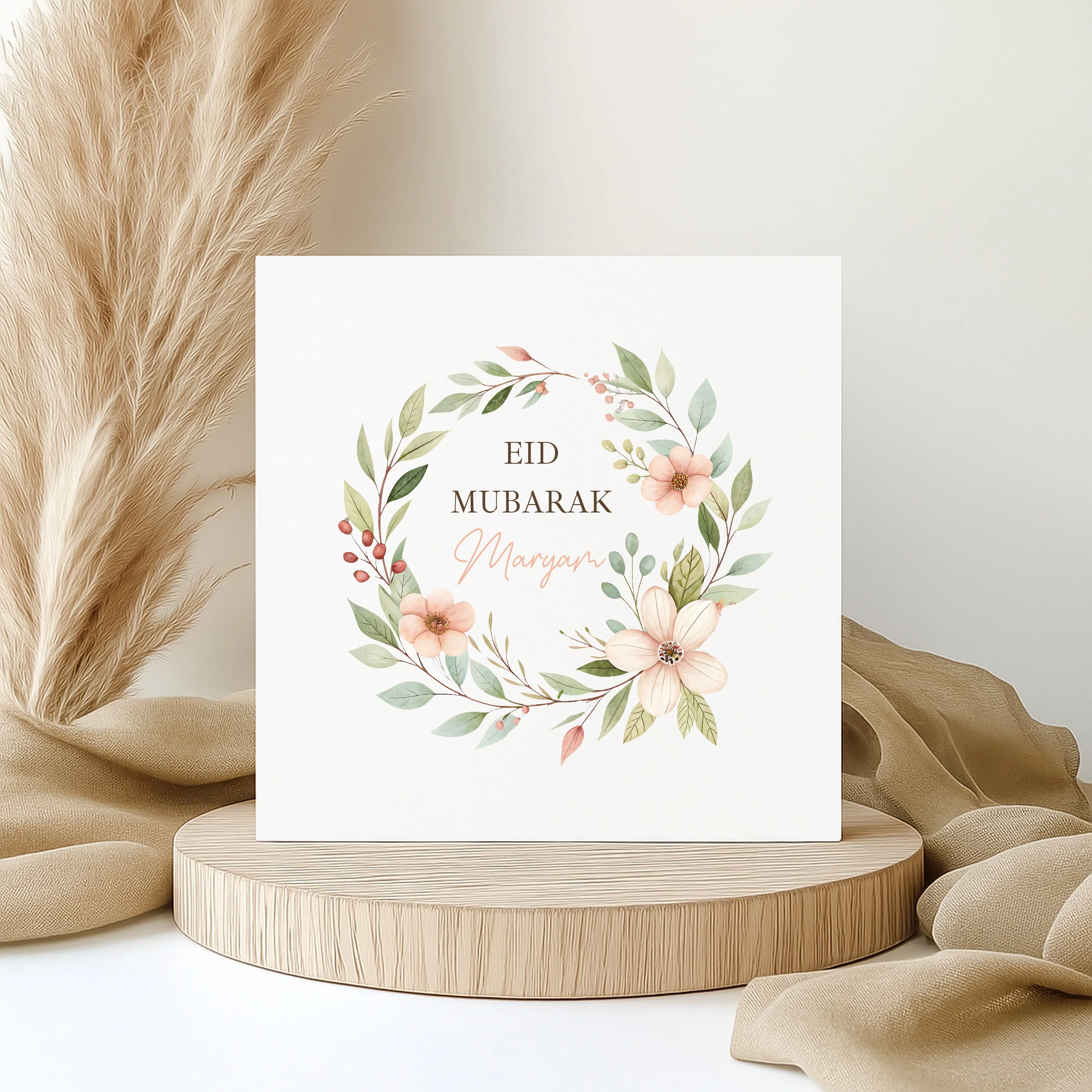 Personalised Floral Wreath Eid Mubarak Card - Image 4