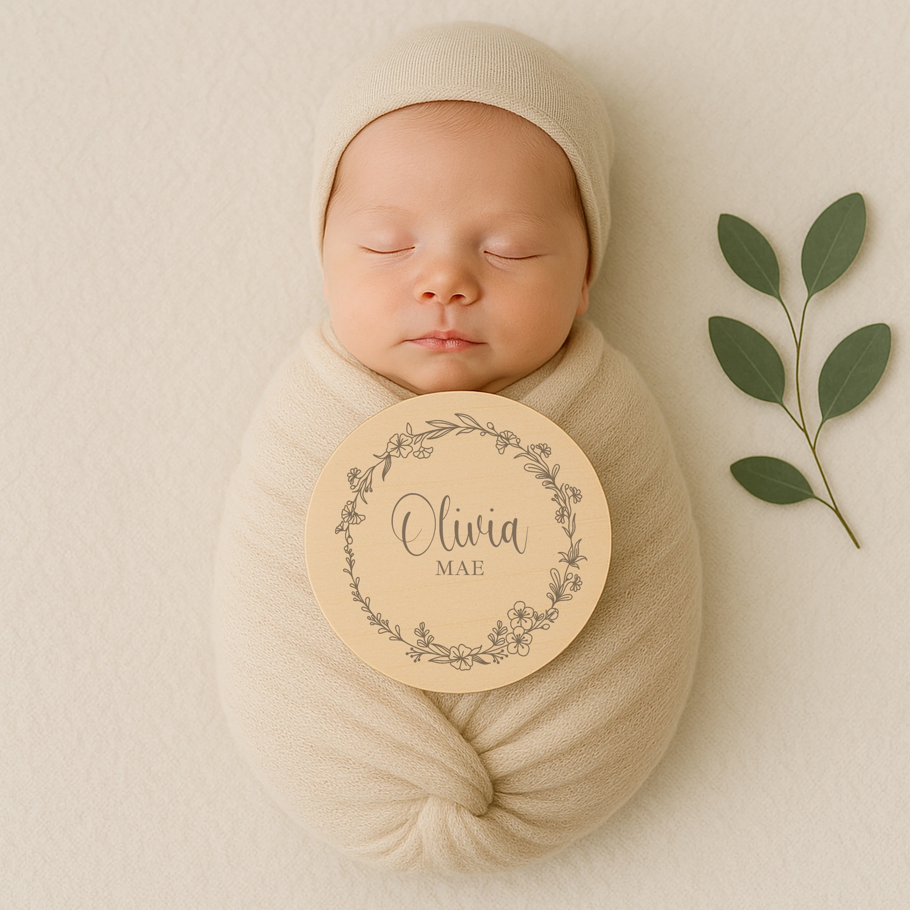 Personalised Floral Wreath Wooden Announcement Plaque - Image 3
