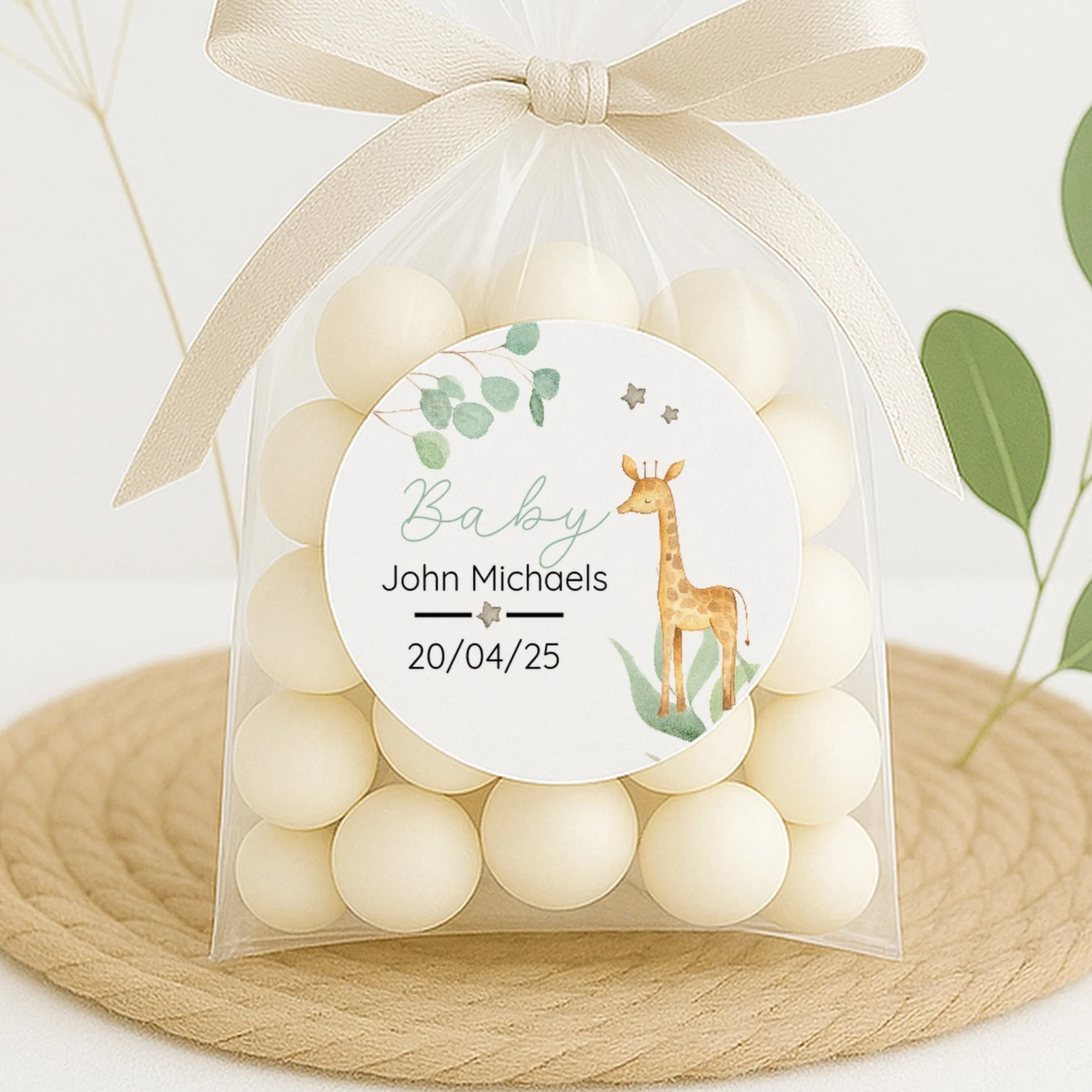 Personalised Giraffe Baby Shower Stickers