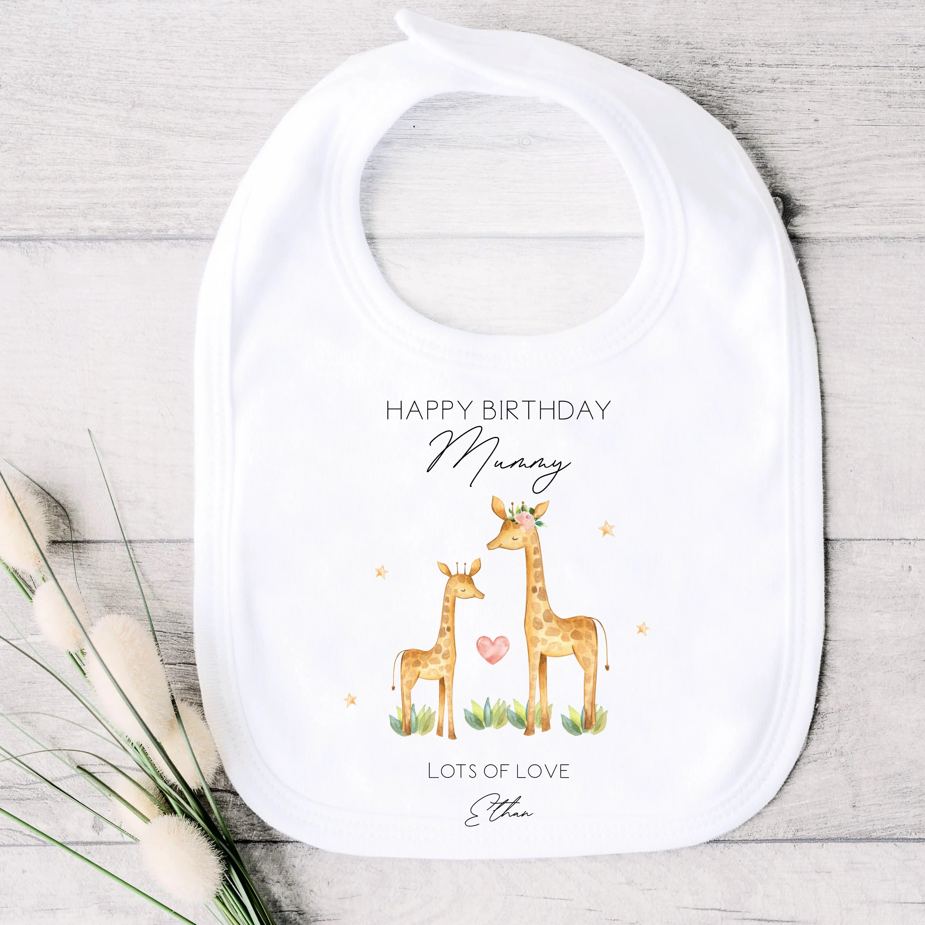 Personalised Giraffe Happy Birthday Mummy/Daddy Baby Grow or Vest - Image 4