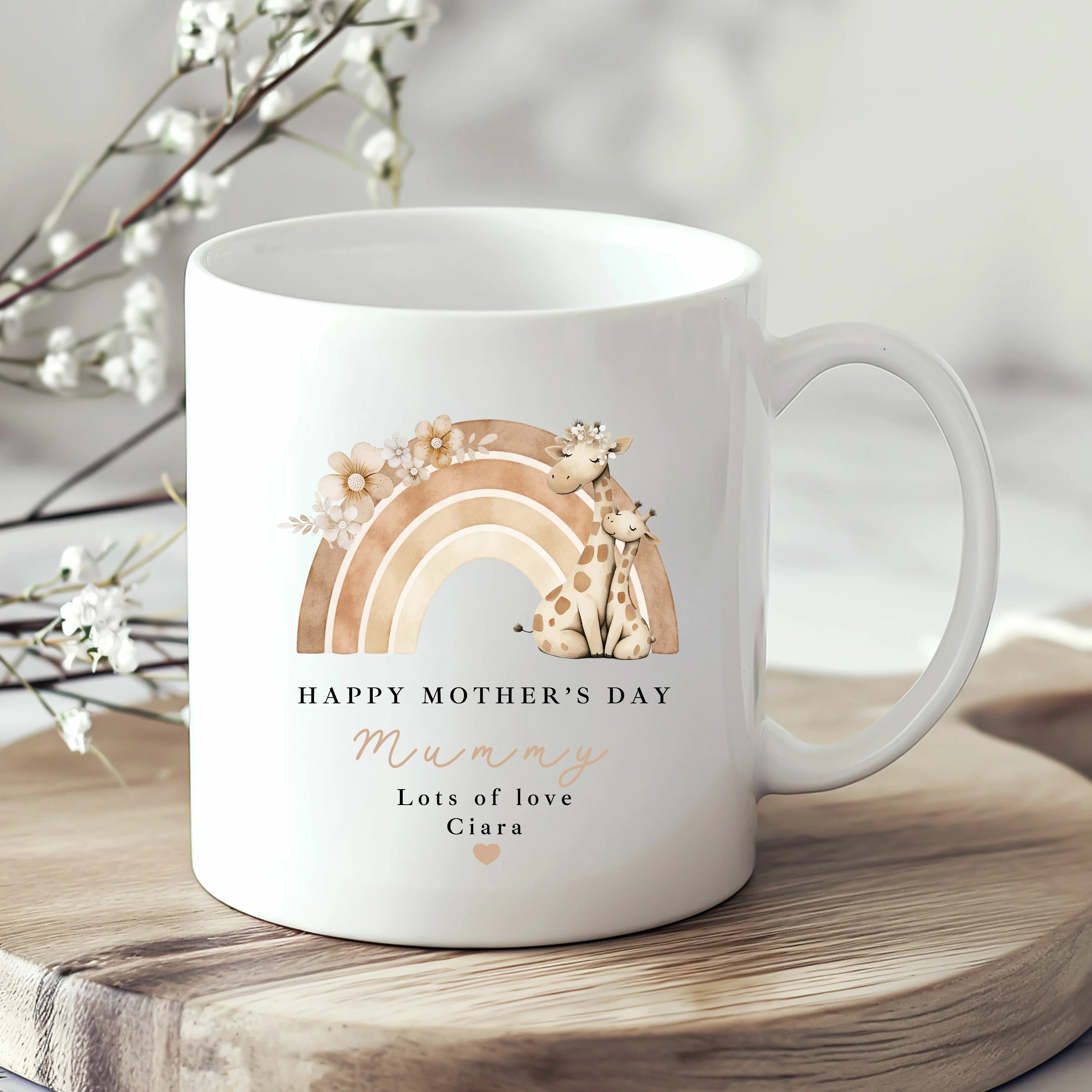 Personalised Giraffe Rainbow Happy Mother's Day Mug - Image 3
