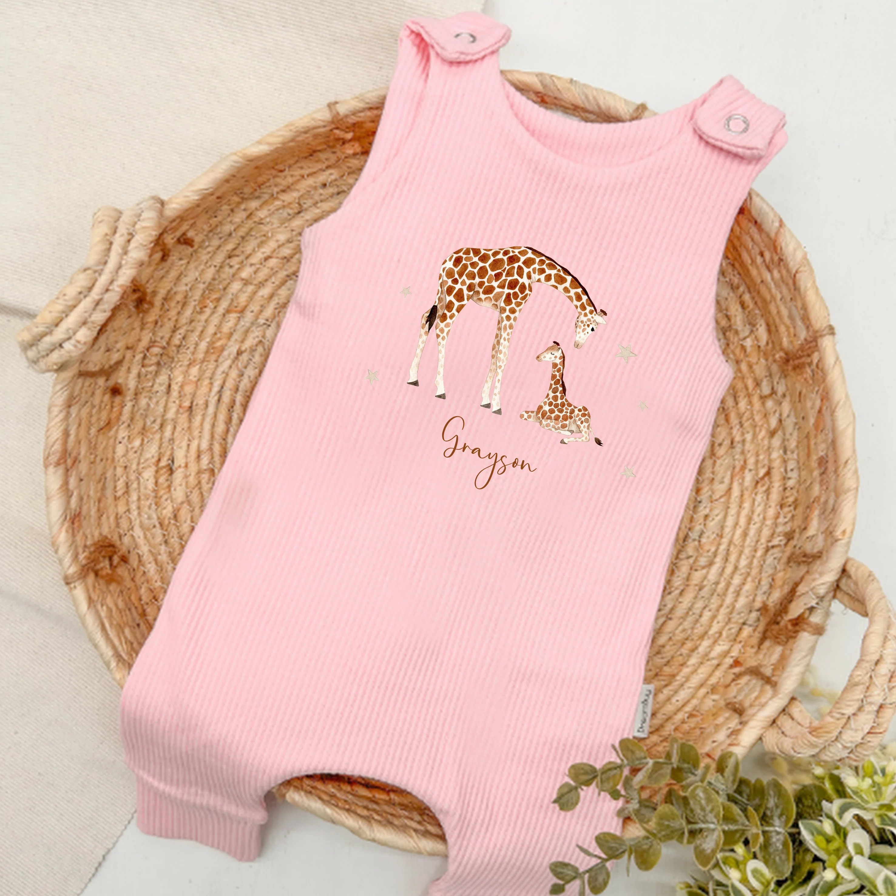 Personalised Giraffe Ribbed Dungarees - Image 5