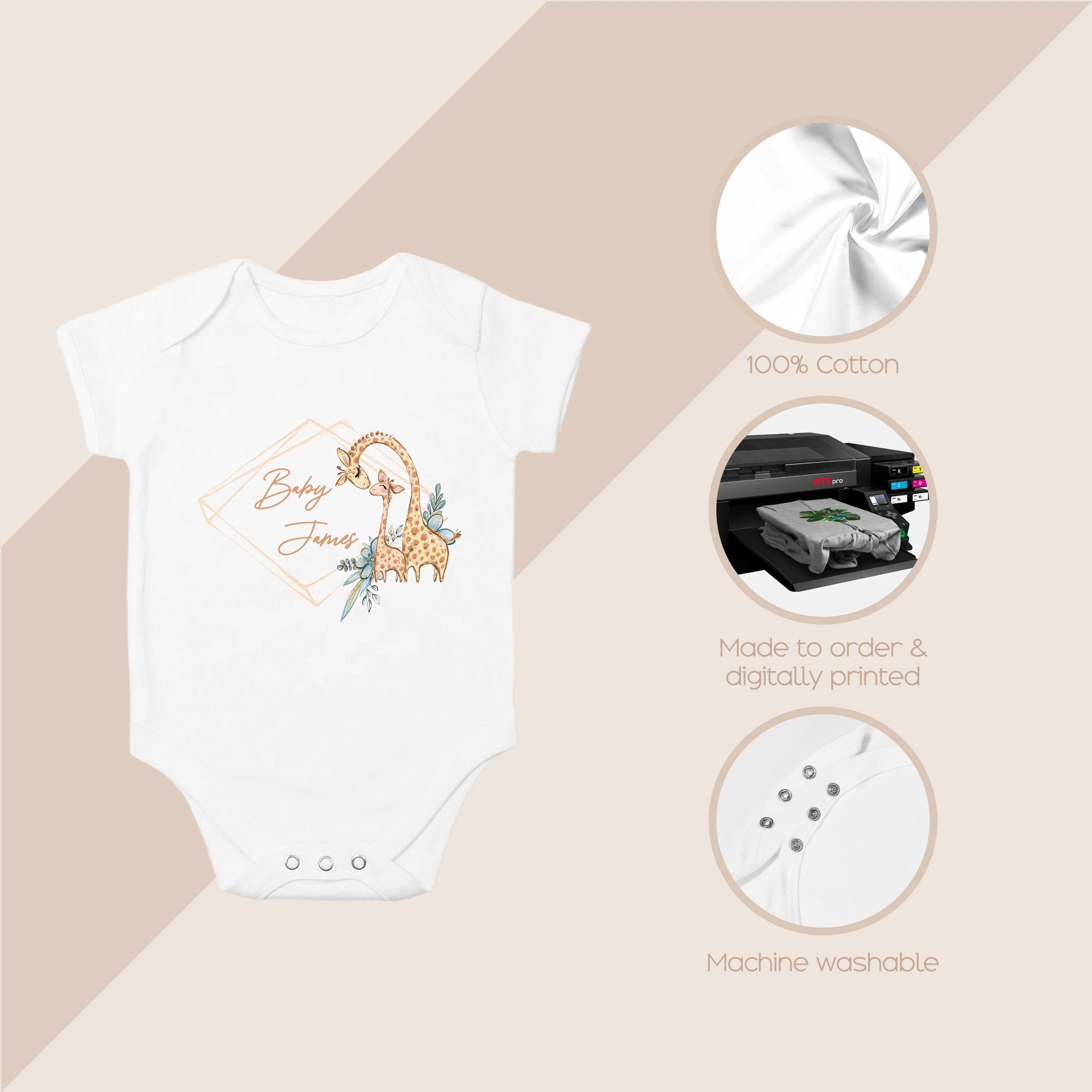 Personalised Giraffe Wreath Babygrow/Vest - Image 3