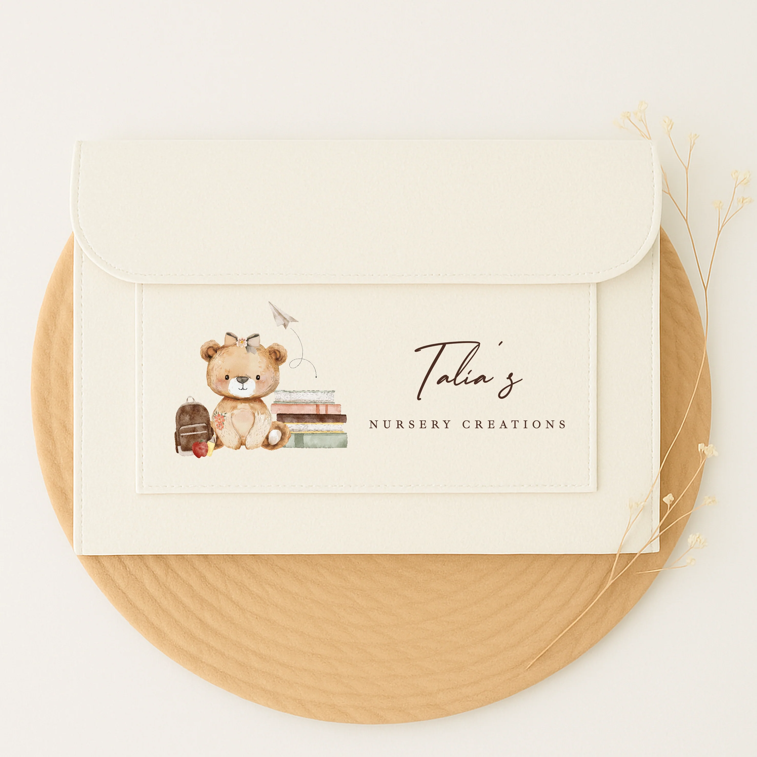 Personalised Girl Teddy Nursery Artwork Folder - Image 3