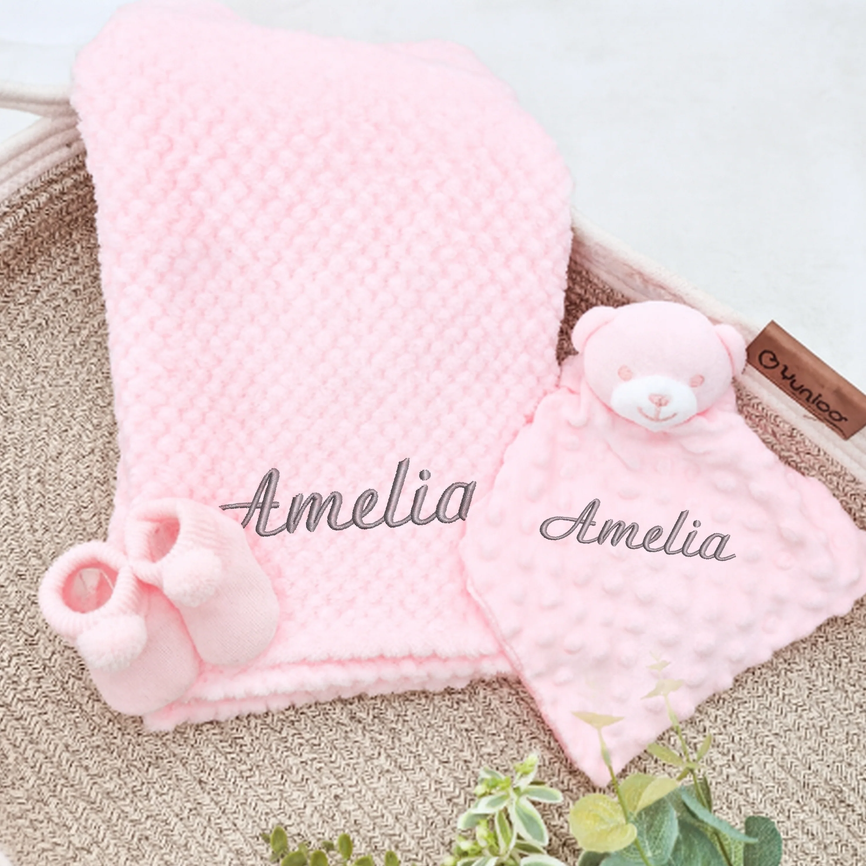 Personalised Girls Embroidered Dimple Pink Blanket or Comforter