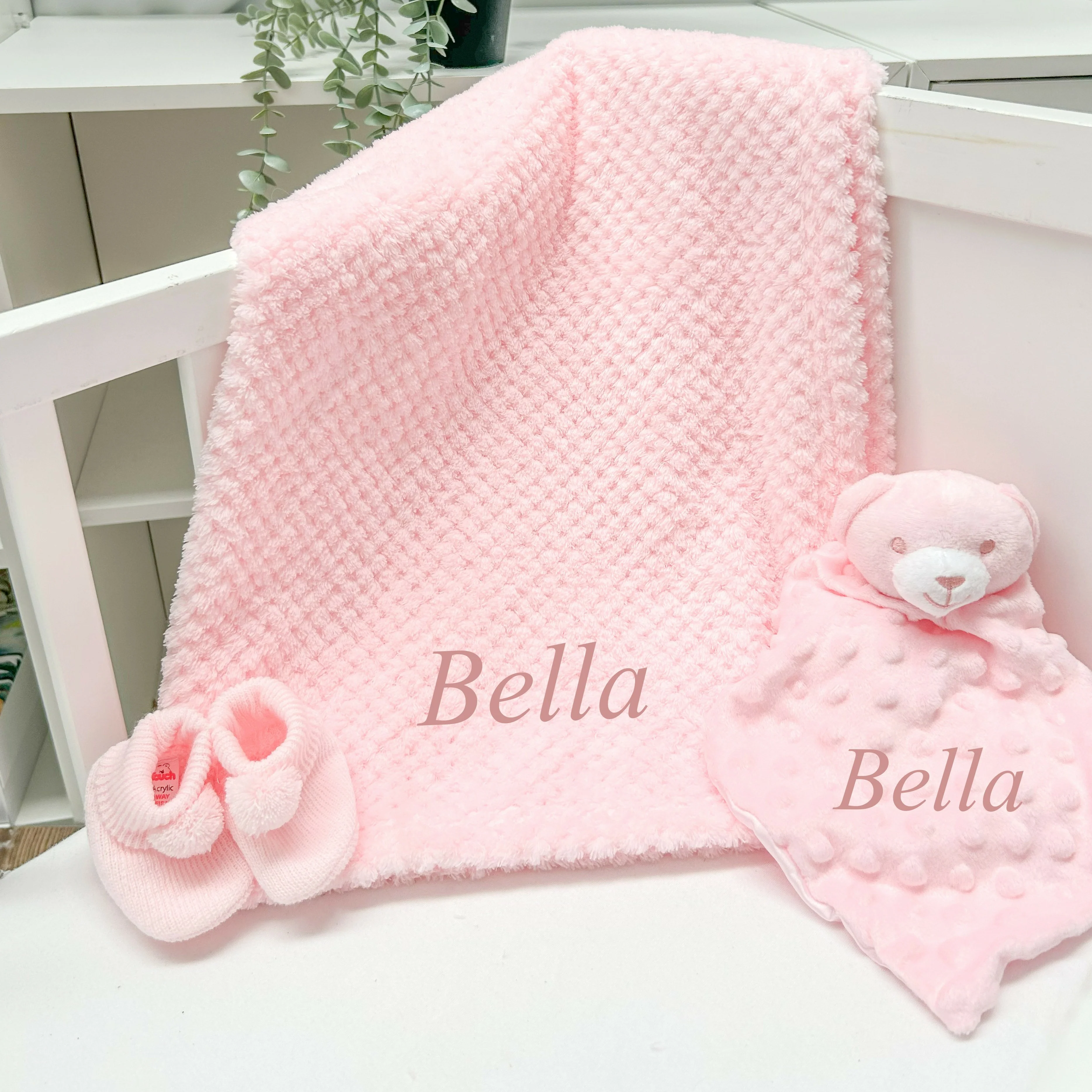 Personalised Girls Embroidered Dimple Pink Blanket or Comforter - Image 4