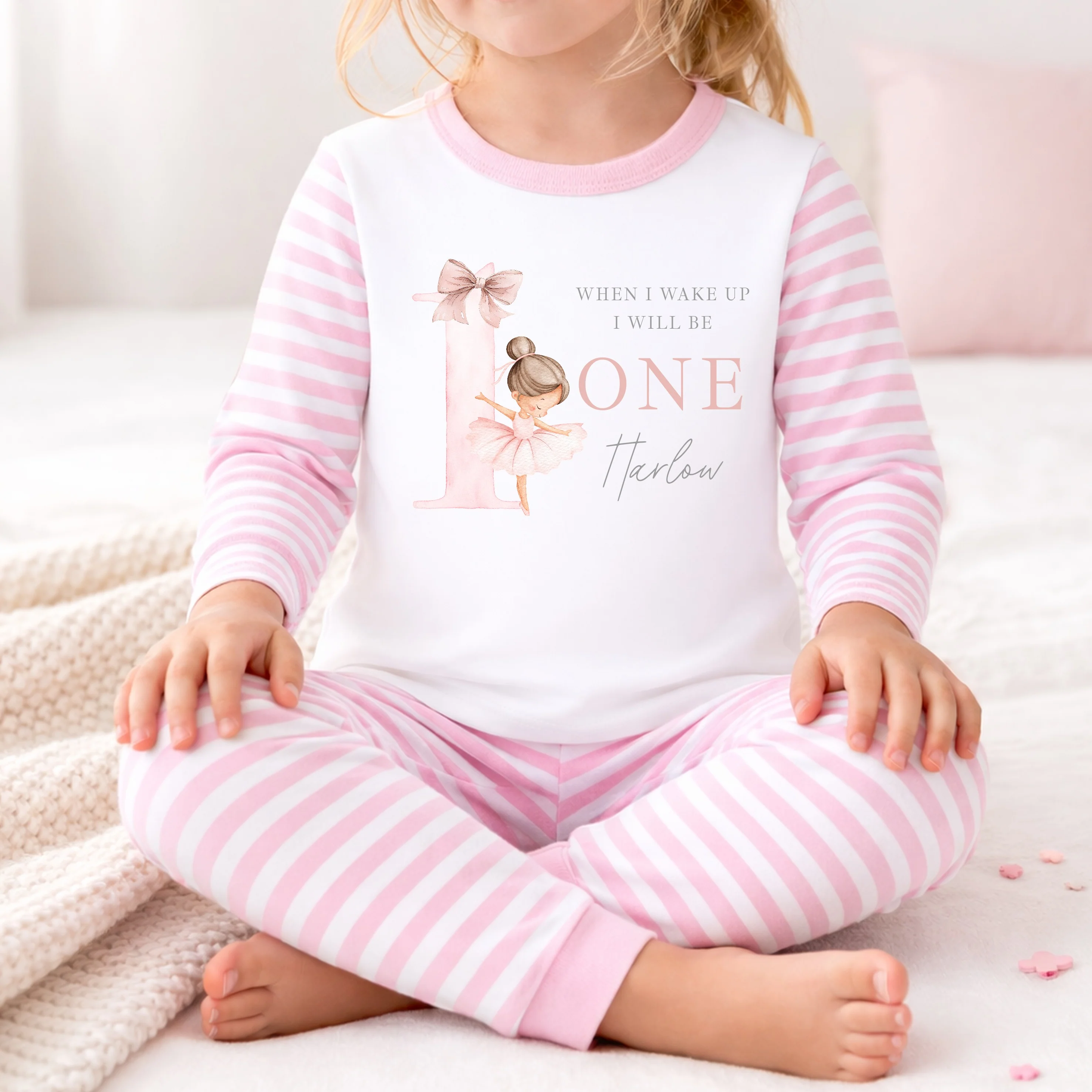 Personalised Girls Pink Ballerina First Birthday Pyjamas - Image 3