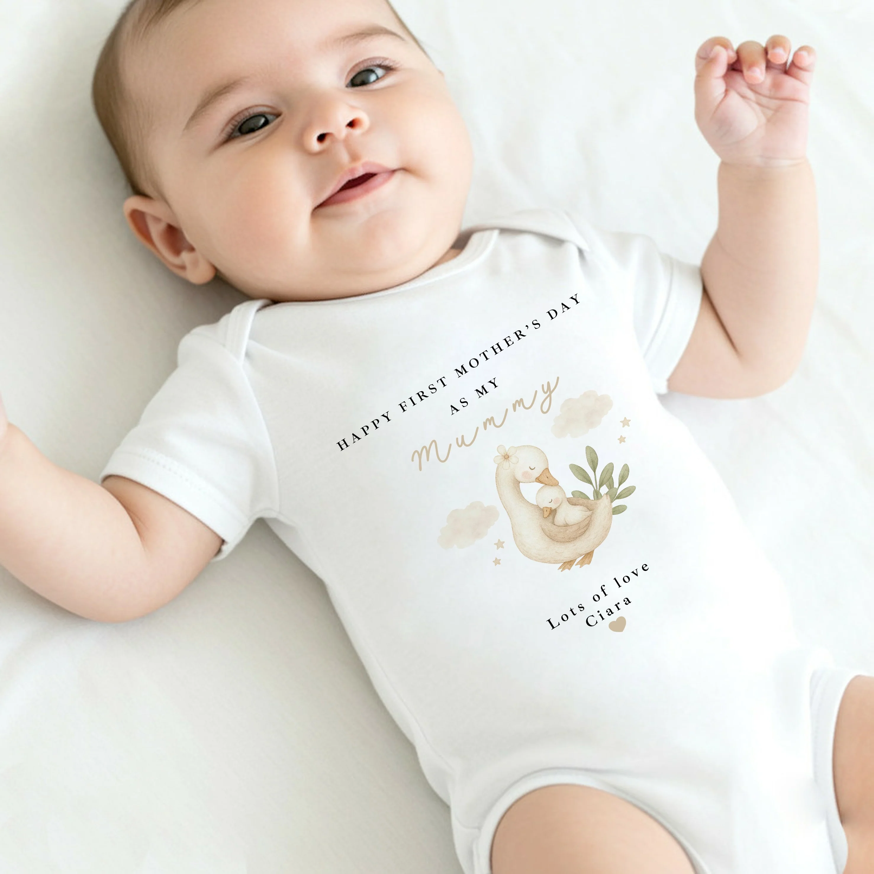 Personalised Goose Happy First Mother's Day Baby Grow, Vest or Bib - Image 4