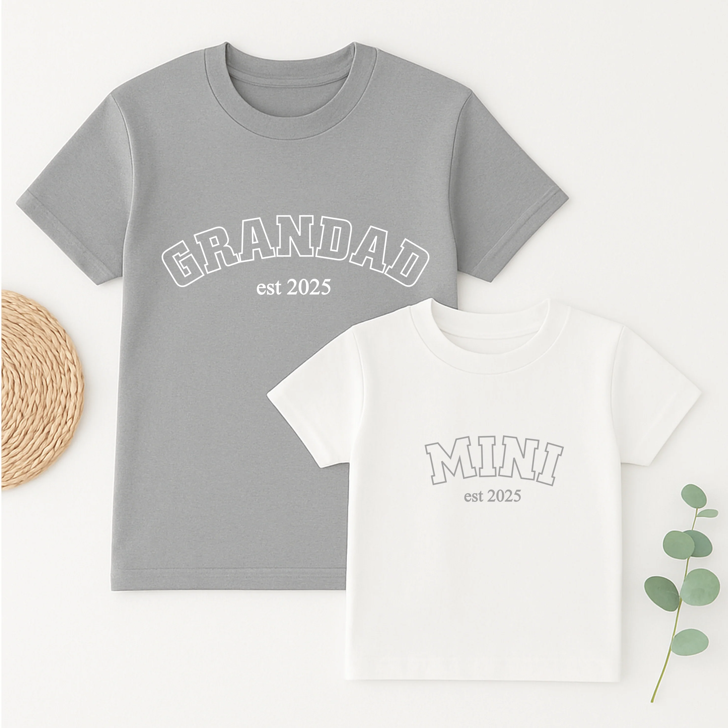 Personalised Grandad and Mini Est Grey Matching Outfits