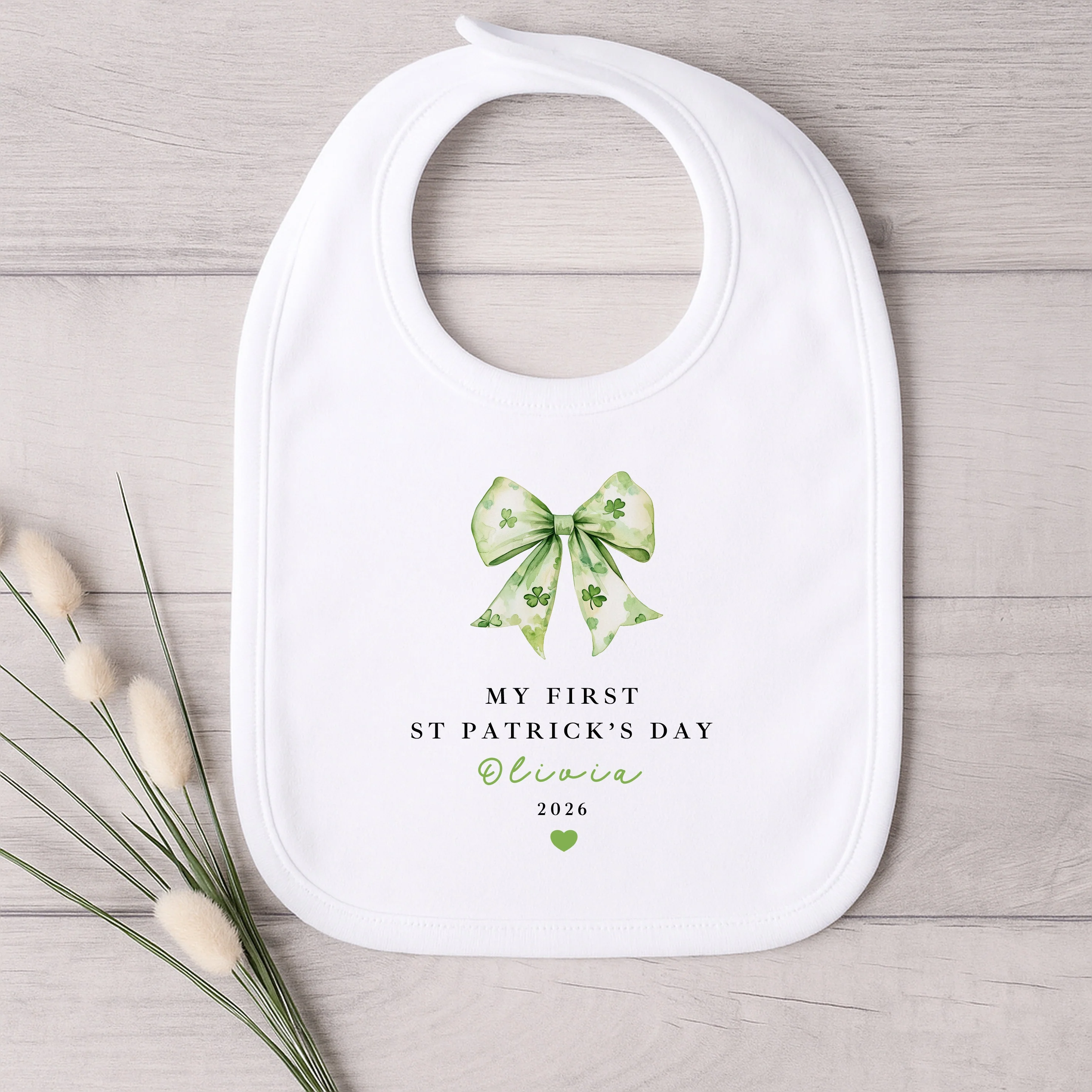 Personalised Green Bow My First St Patricks Day Baby Grow, Vest or Bib - Image 4