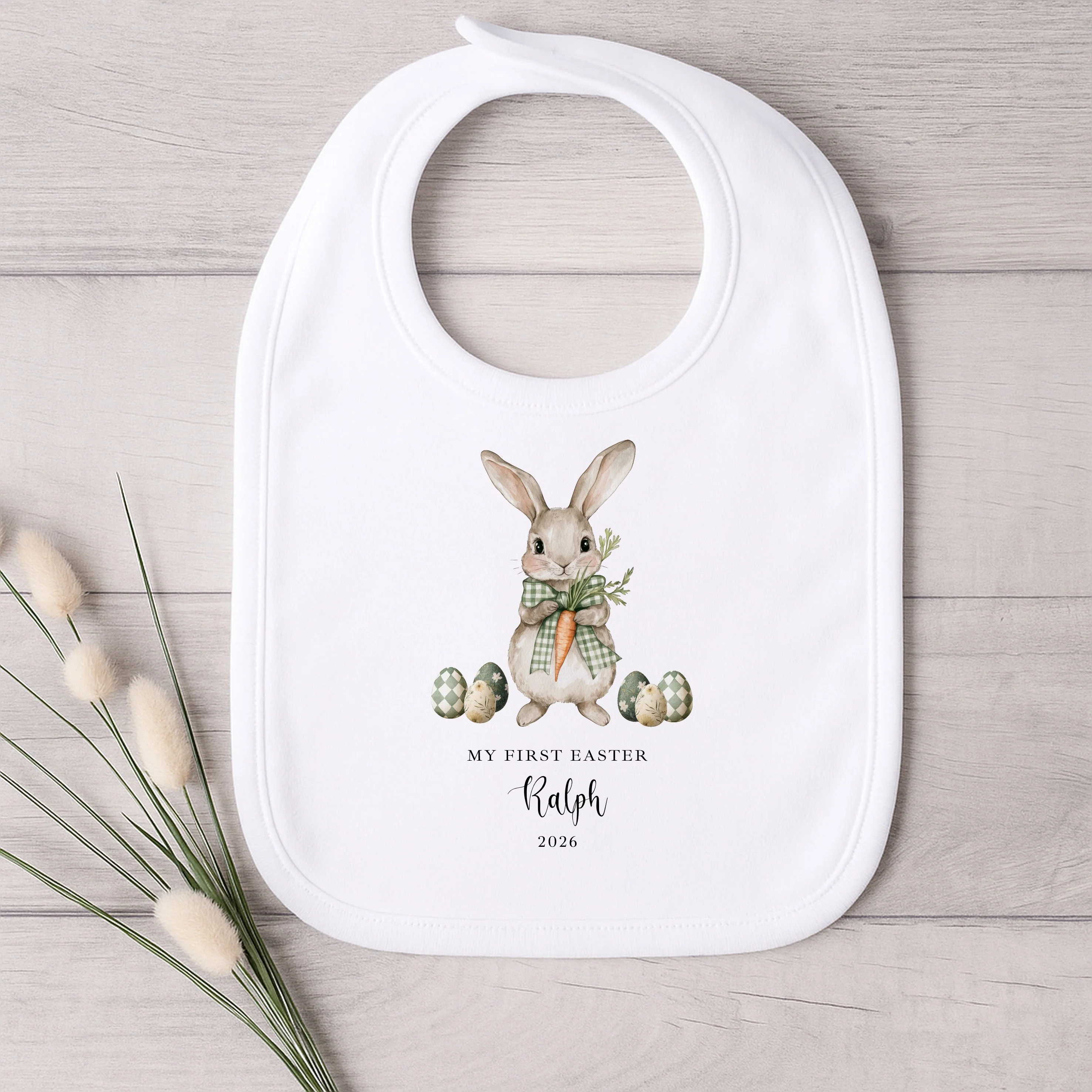 Personalised Green Bunny My First Easter Baby Grow, Vest or Bib - Image 4