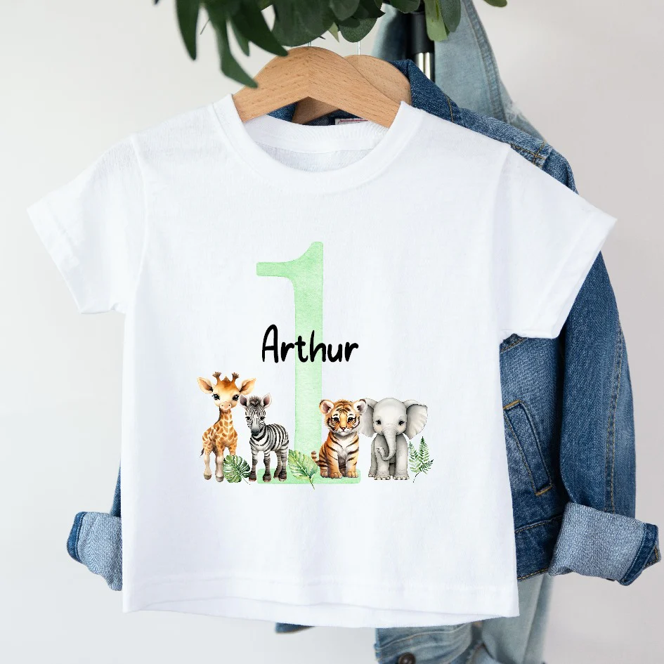 Personalised Green Jungle Any Age Birthday T-shirt - Image 4