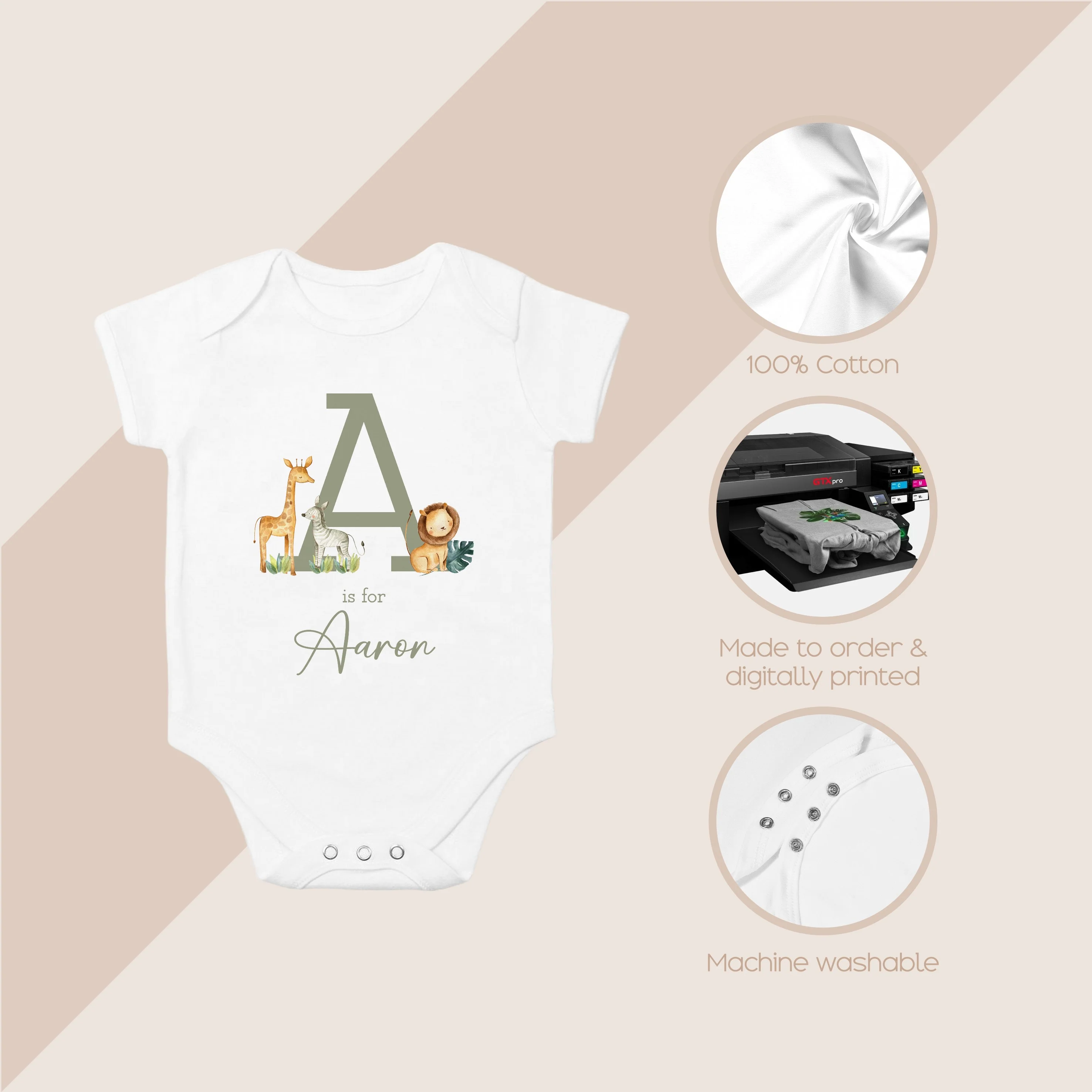 Personalised Green Jungle Initial Baby Vest - Image 3