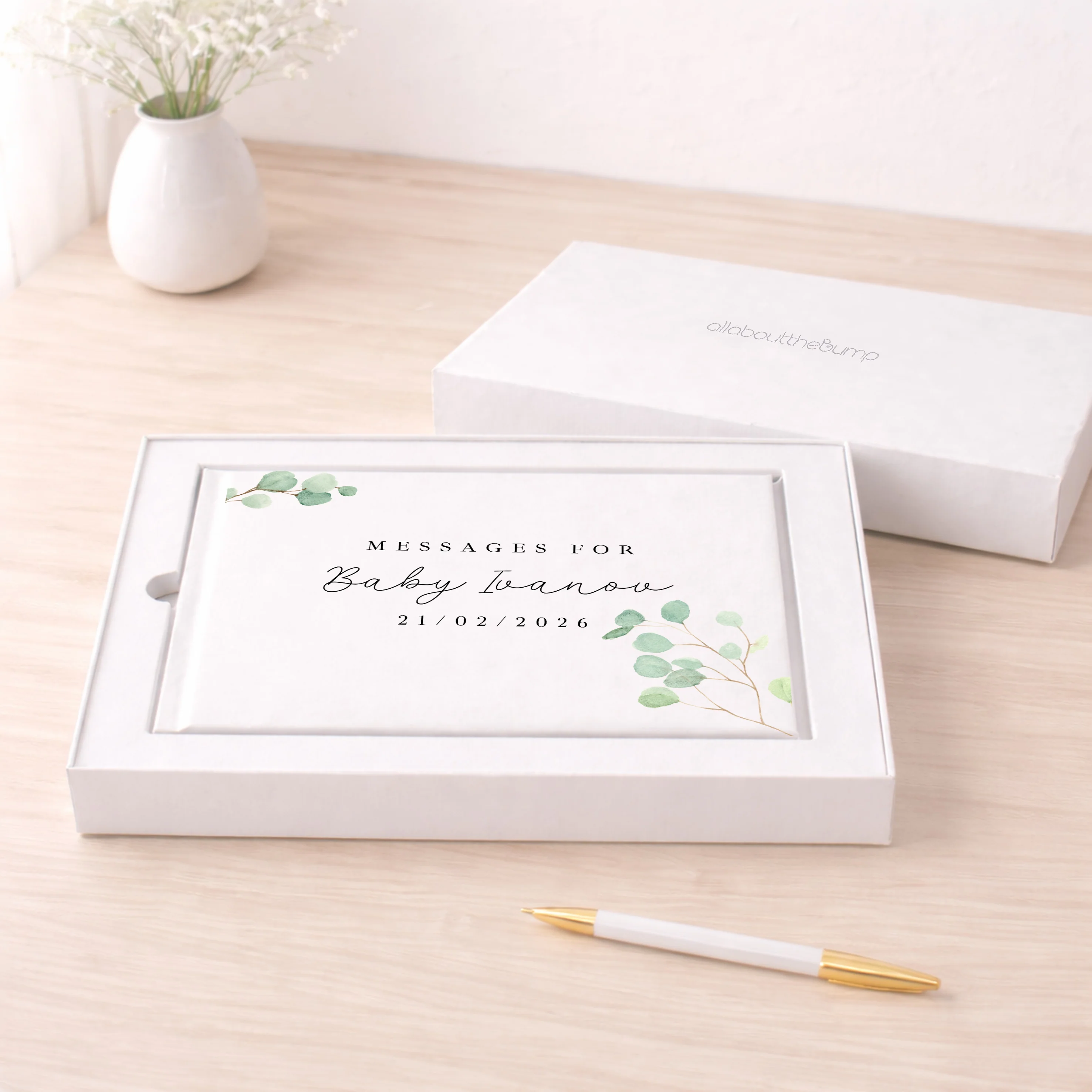 Personalised Green Leaf Baby Shower Guest Book - Image 4