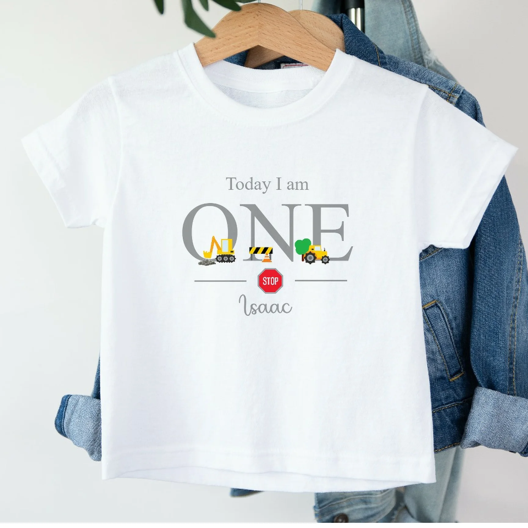 Personalised Grey Construction Any Age Birthday T-shirt - Image 4