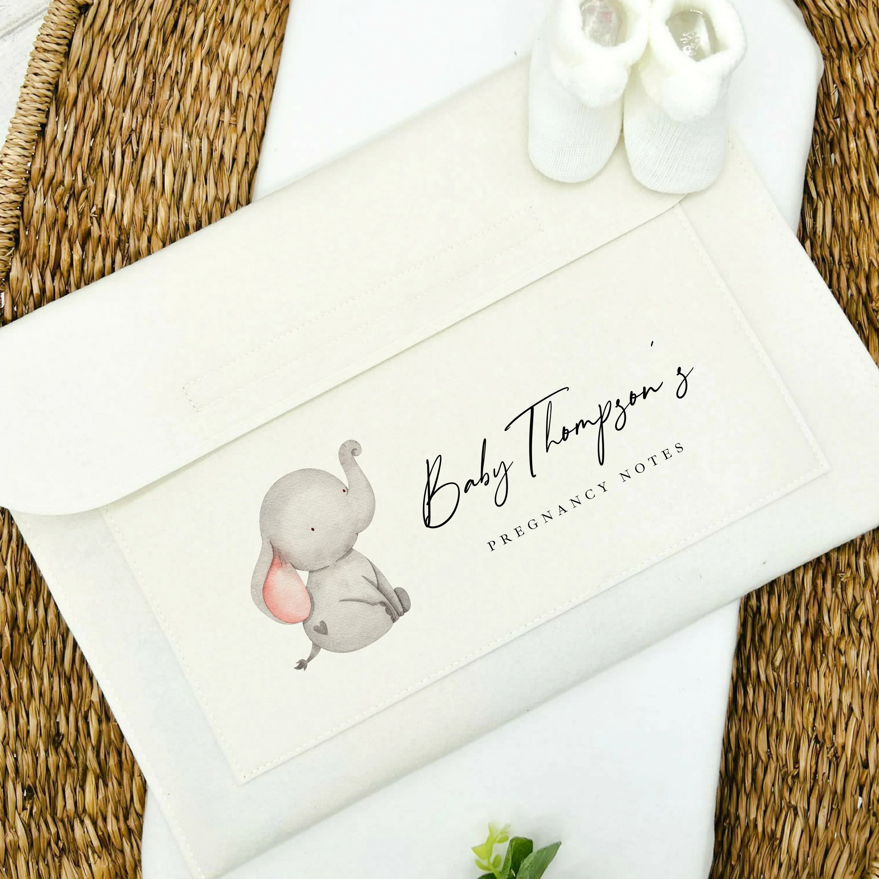 Personalised Grey Elephant Baby Maternity/Pregnancy Notes Folder - Image 4