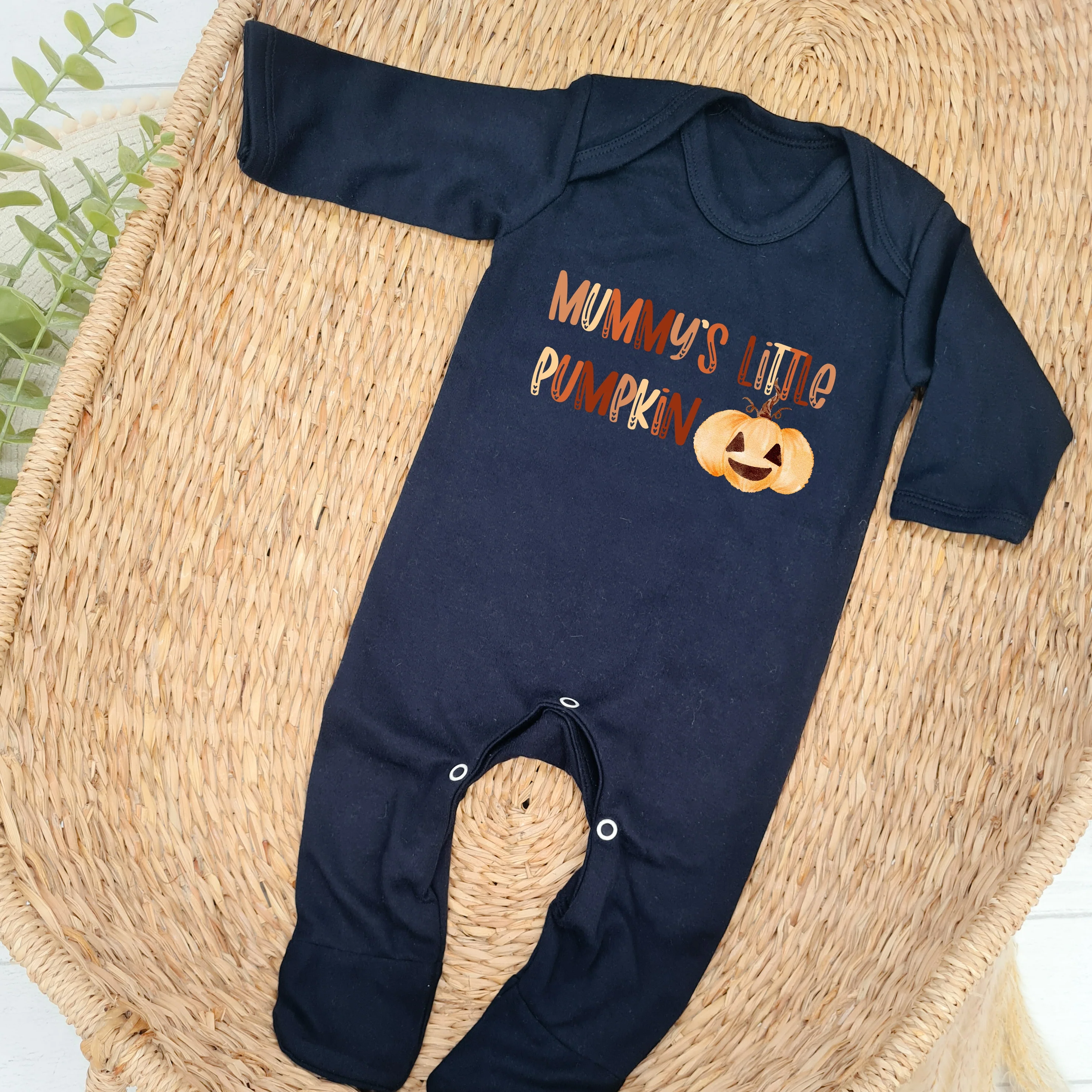 Personalised Halloween Mummy's Little Pumpkin Babygrow/Vest - Image 2