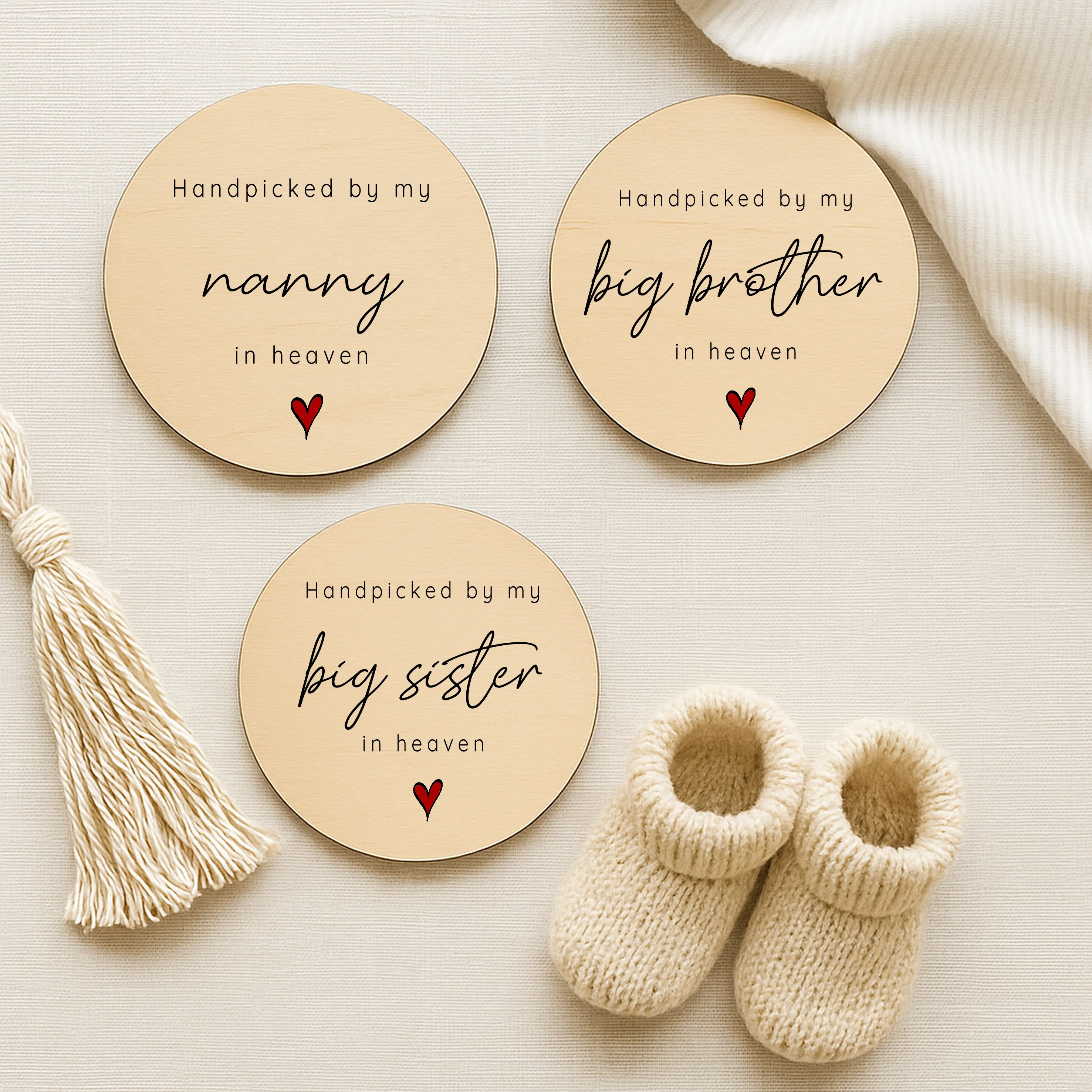 Personalised Hand Picked From Heaven Heart Wooden Announcement Plaque - Image 2