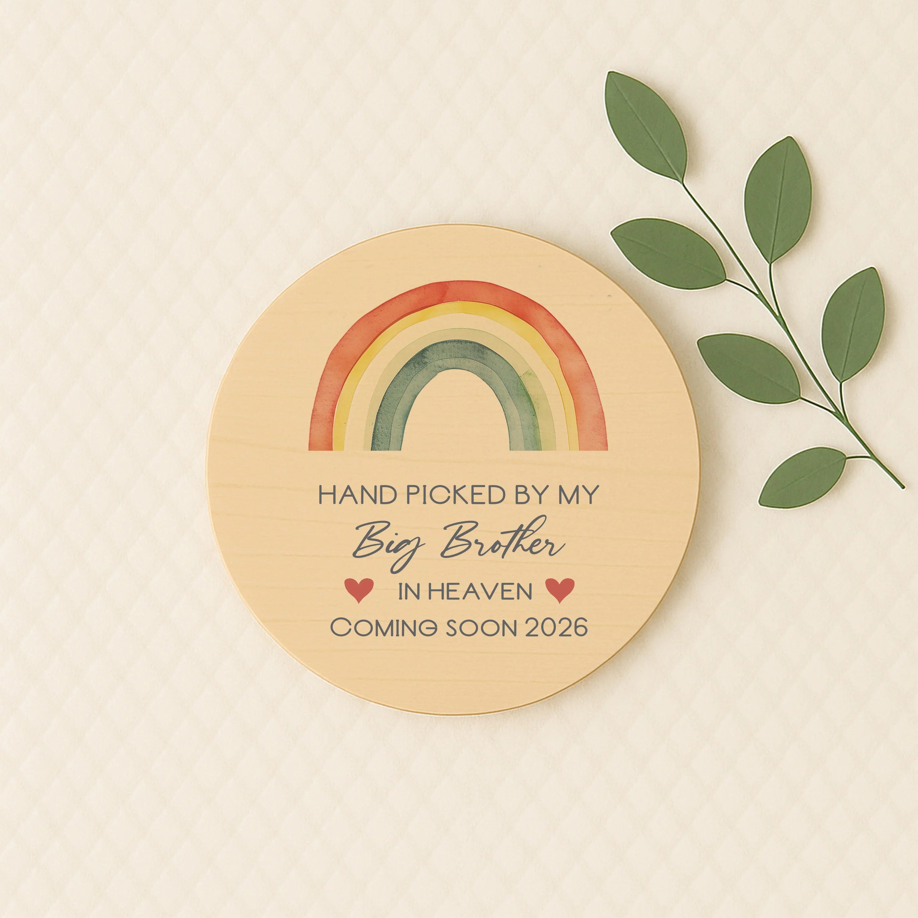Personalised Hand Picked From Heaven Watercolour Rainbow Wooden Announcement Plaque - Image 4