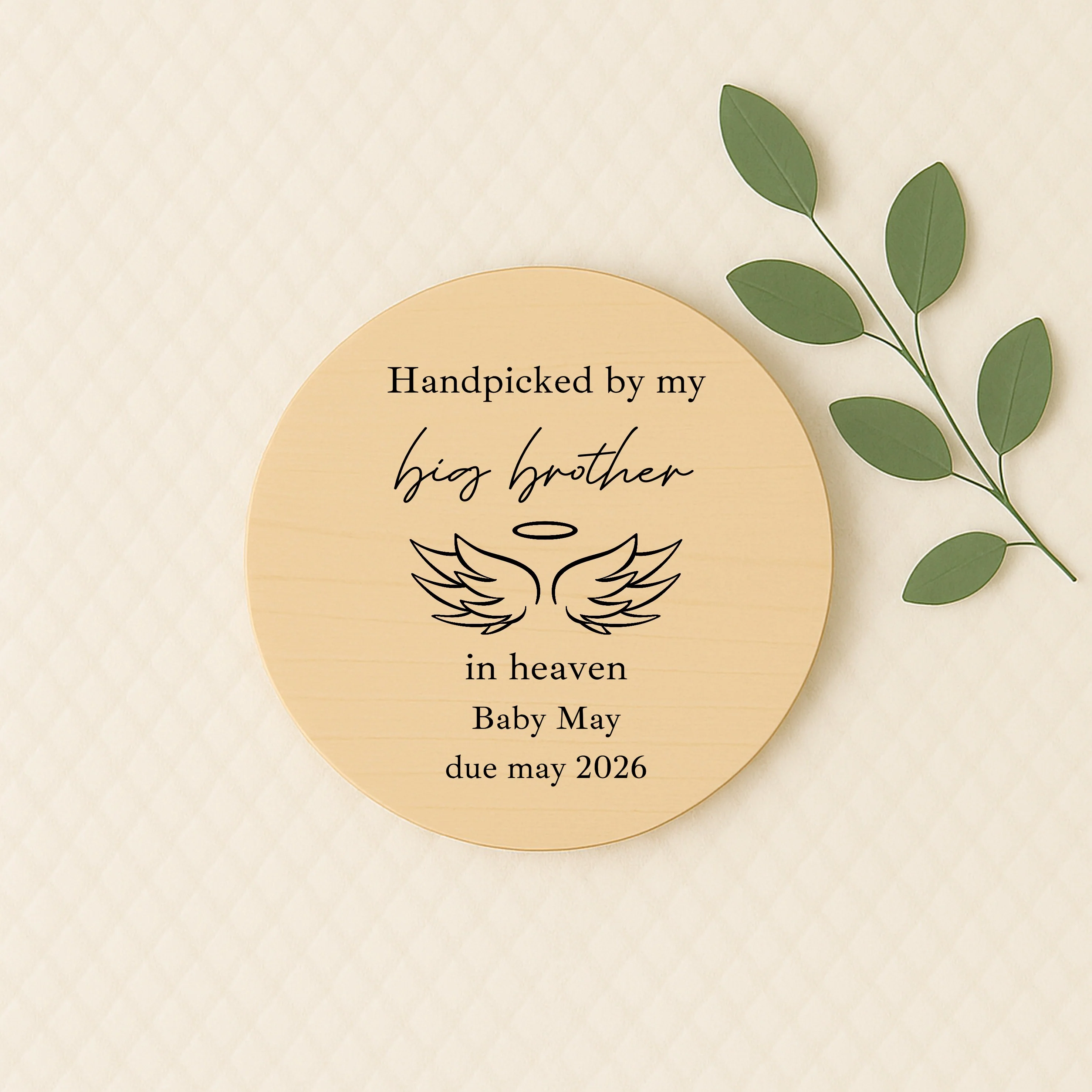 Personalised Hand Picked From Heaven Wings Wooden Announcement Plaque - Image 4