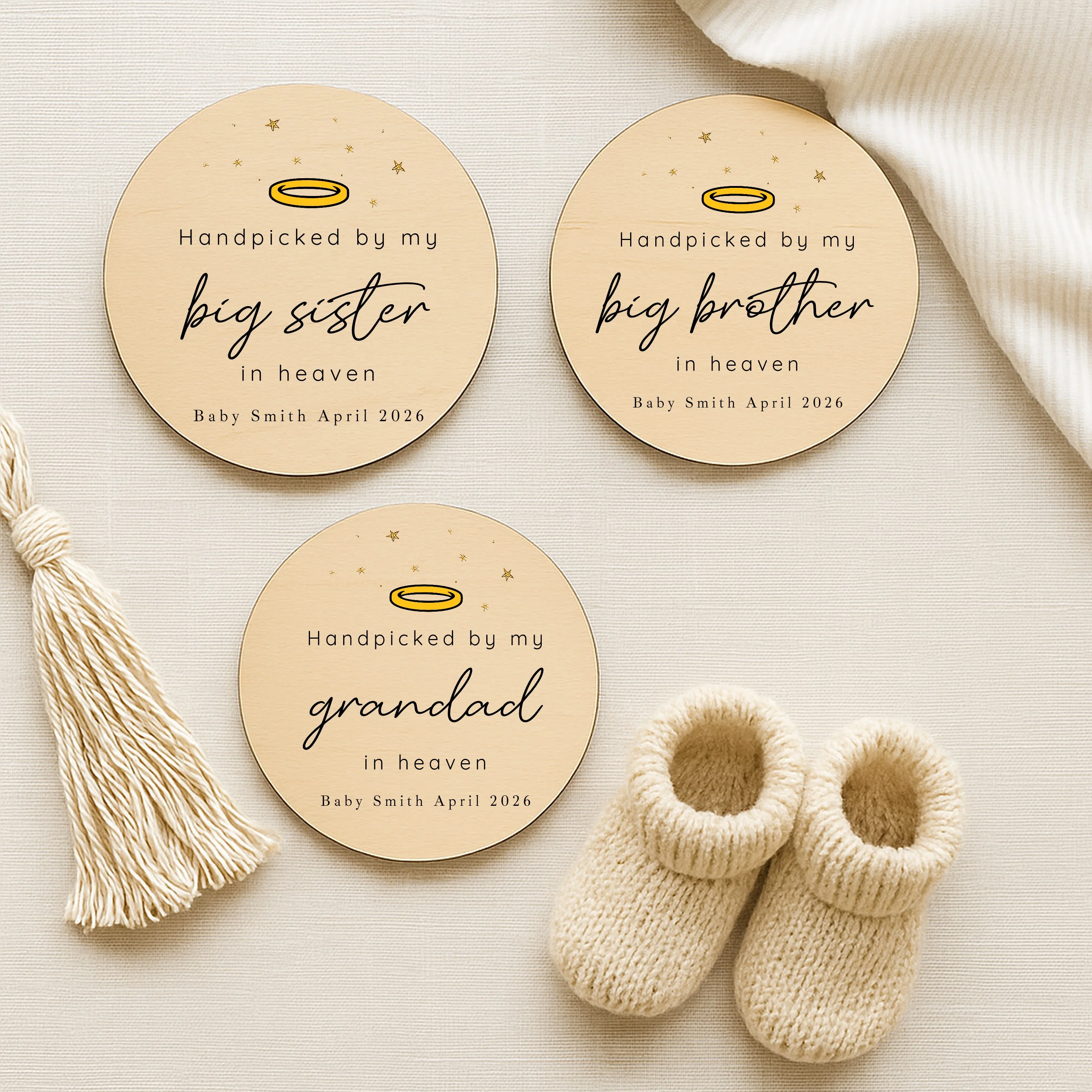 Personalised Hand Picked From Heaven Wooden Announcement Plaque - Image 6