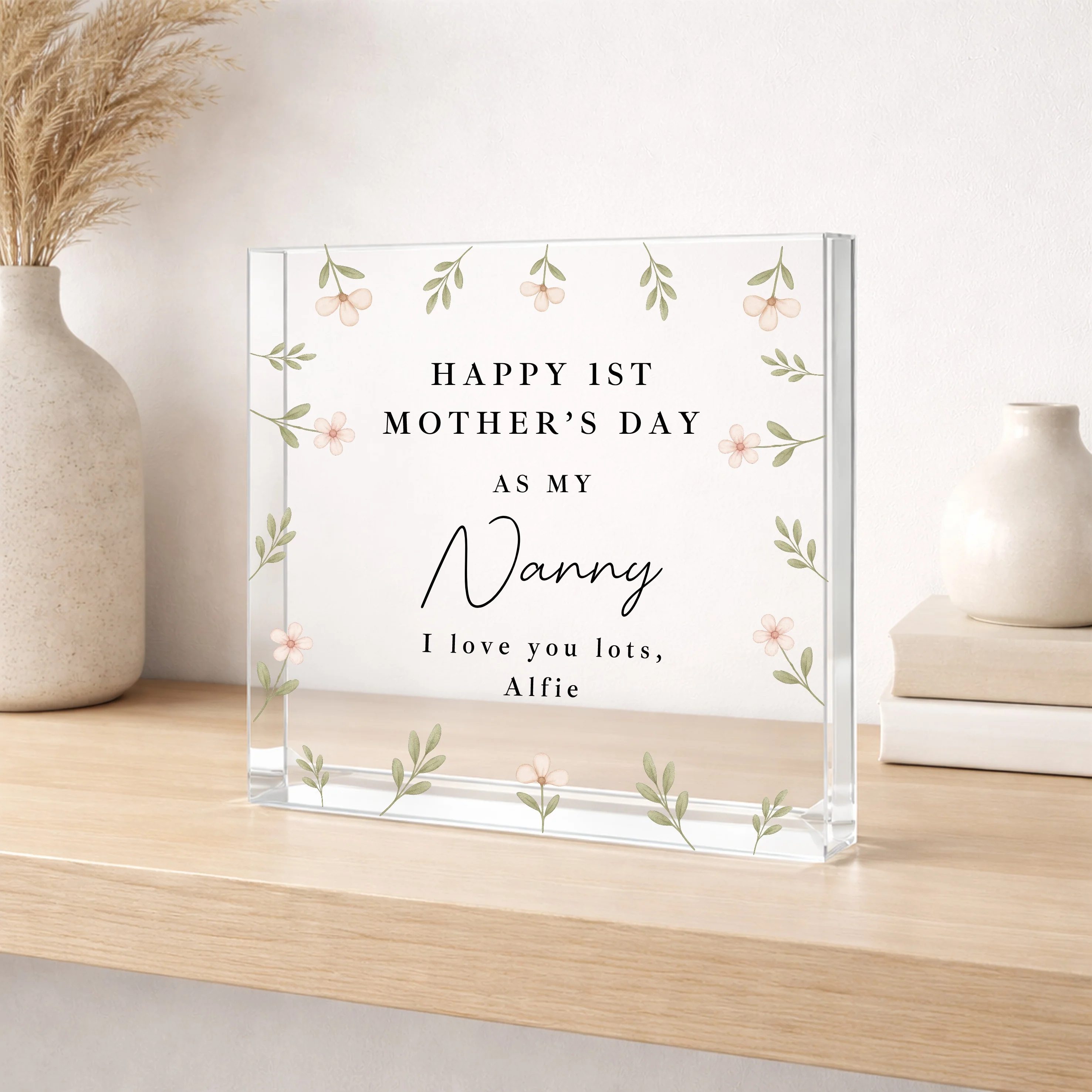 Personalised Happy 1st Mother's Day As My Nanny Acrylic Block - Image 2