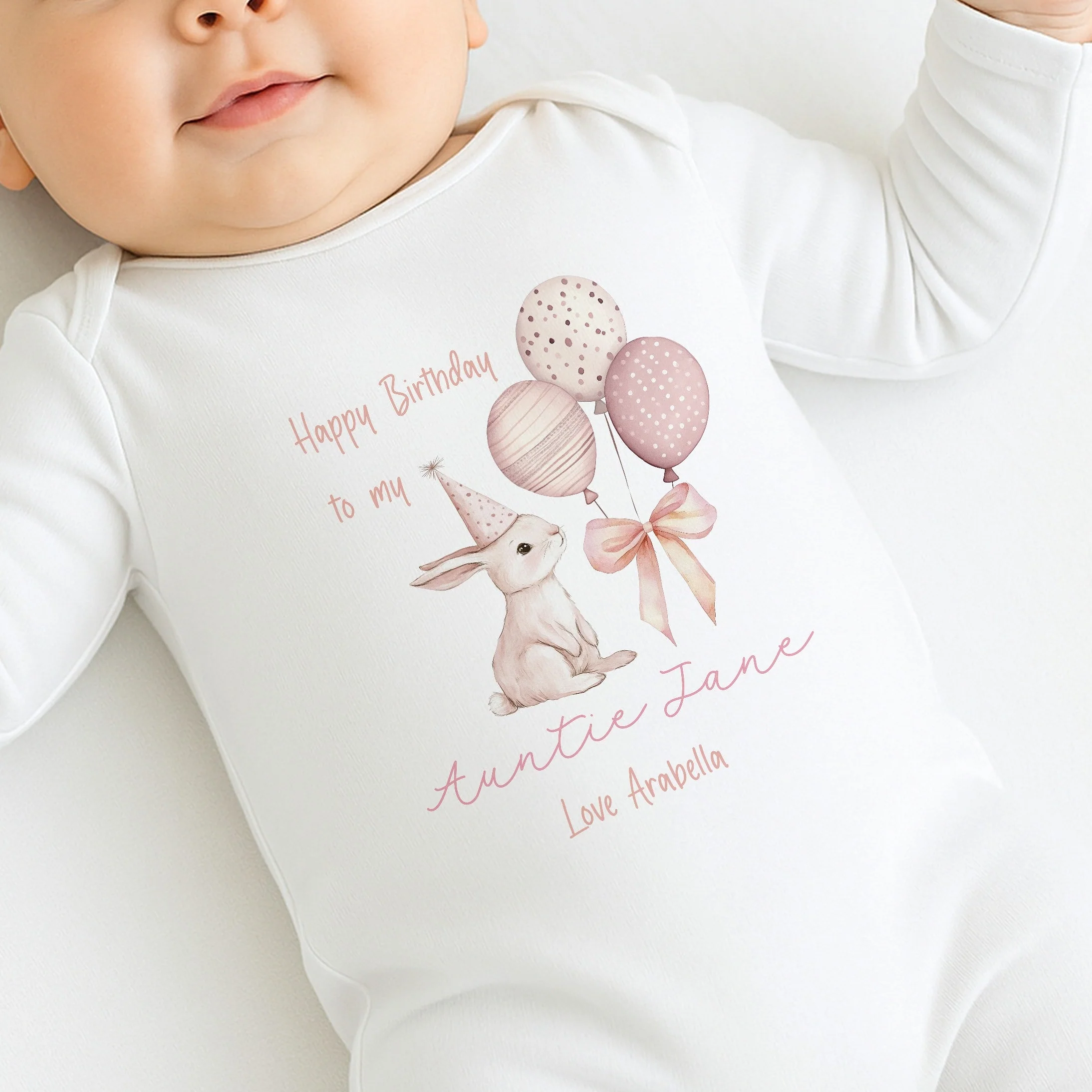 Personalised Happy Birthday Auntie Baby Grow or Vest