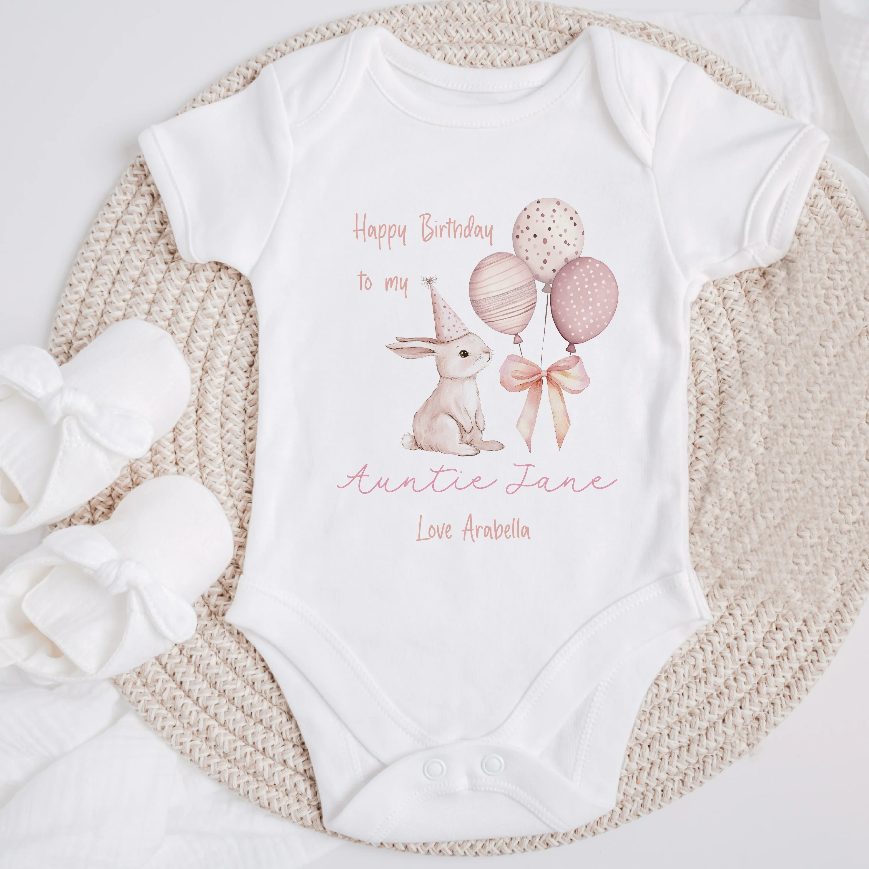 Personalised Happy Birthday Auntie Baby Grow or Vest - Image 3