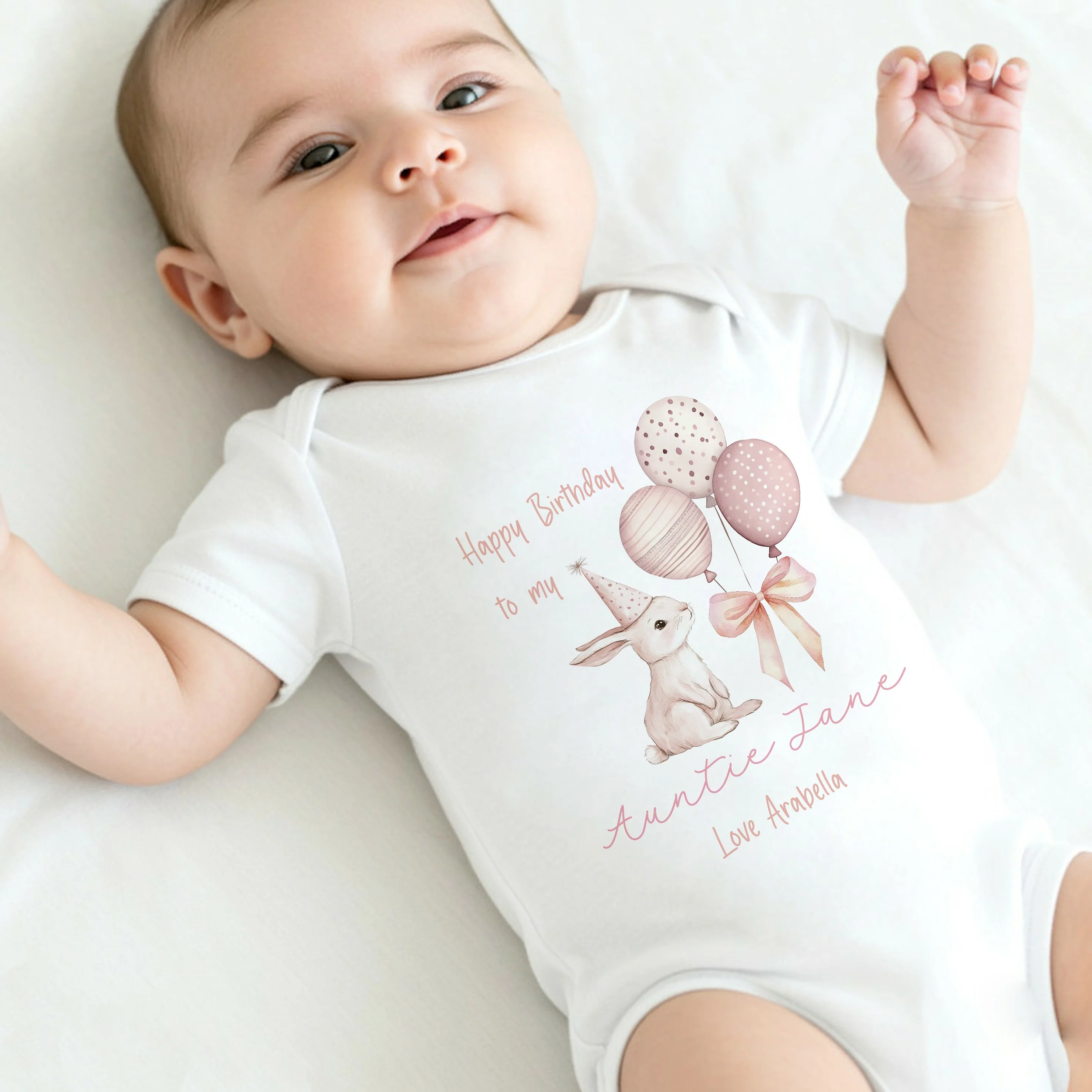 Personalised Happy Birthday Auntie Baby Grow or Vest - Image 4