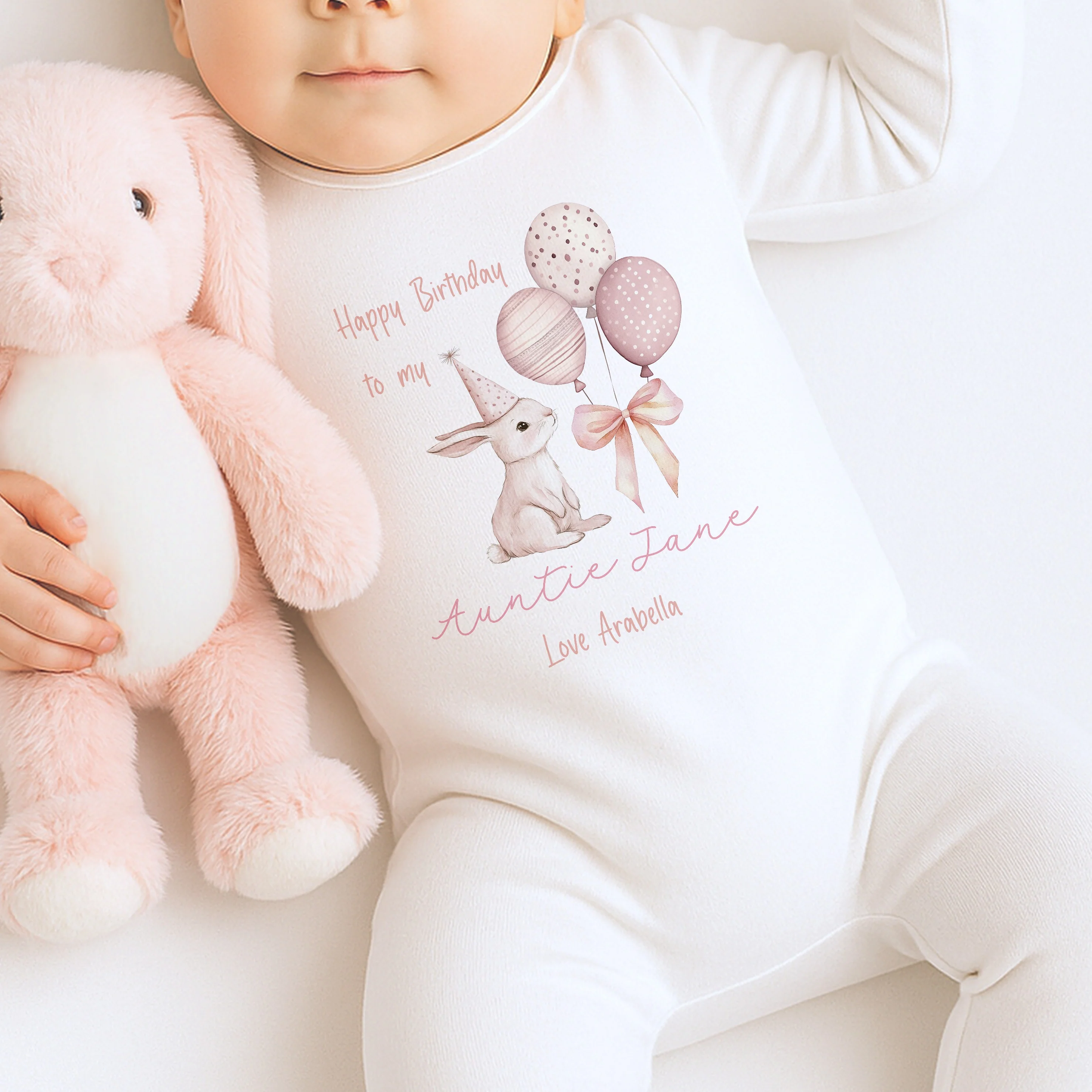 Personalised Happy Birthday Auntie Baby Grow or Vest - Image 6