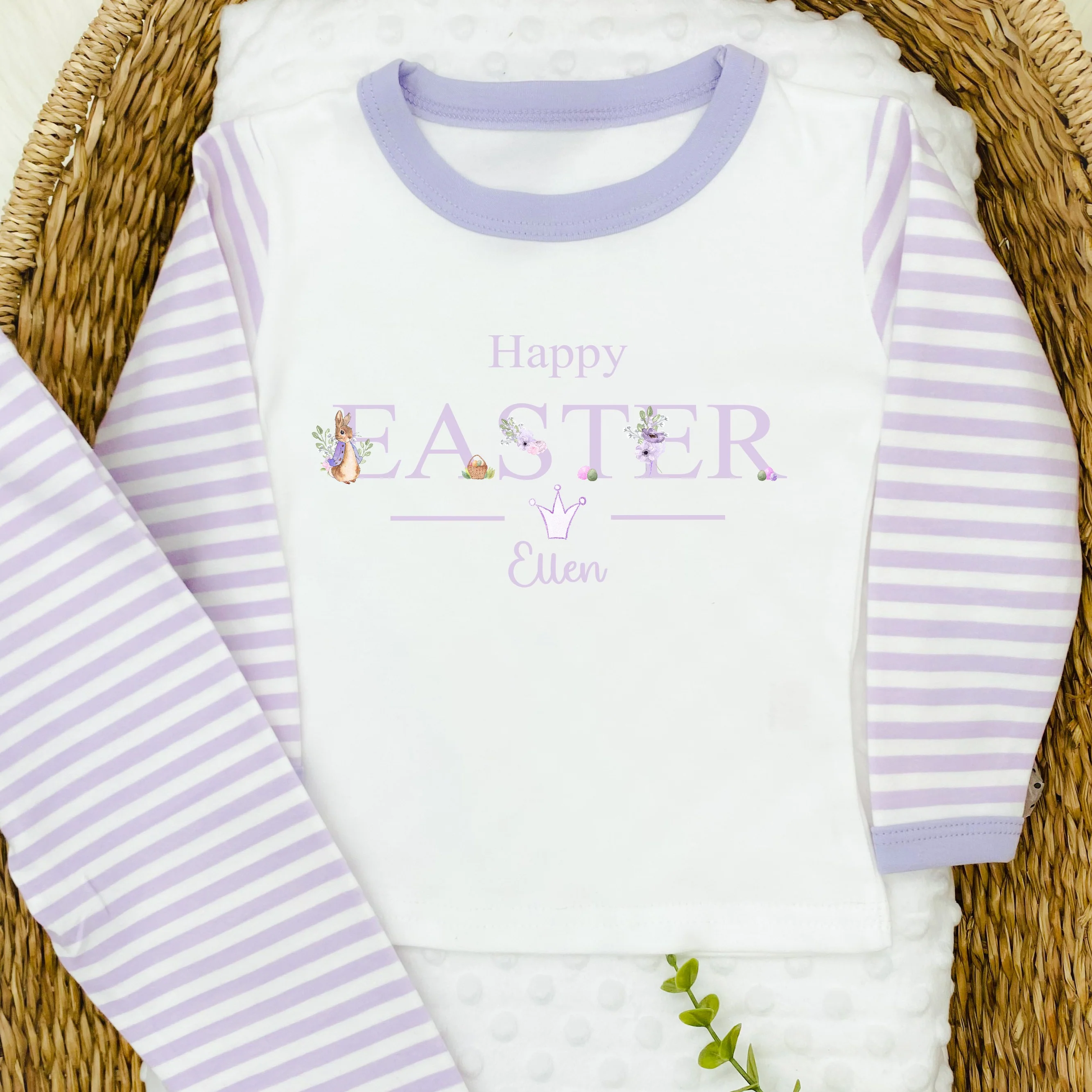 Personalised Purple Rabbit Happy Easter Pyjamas - Image 3