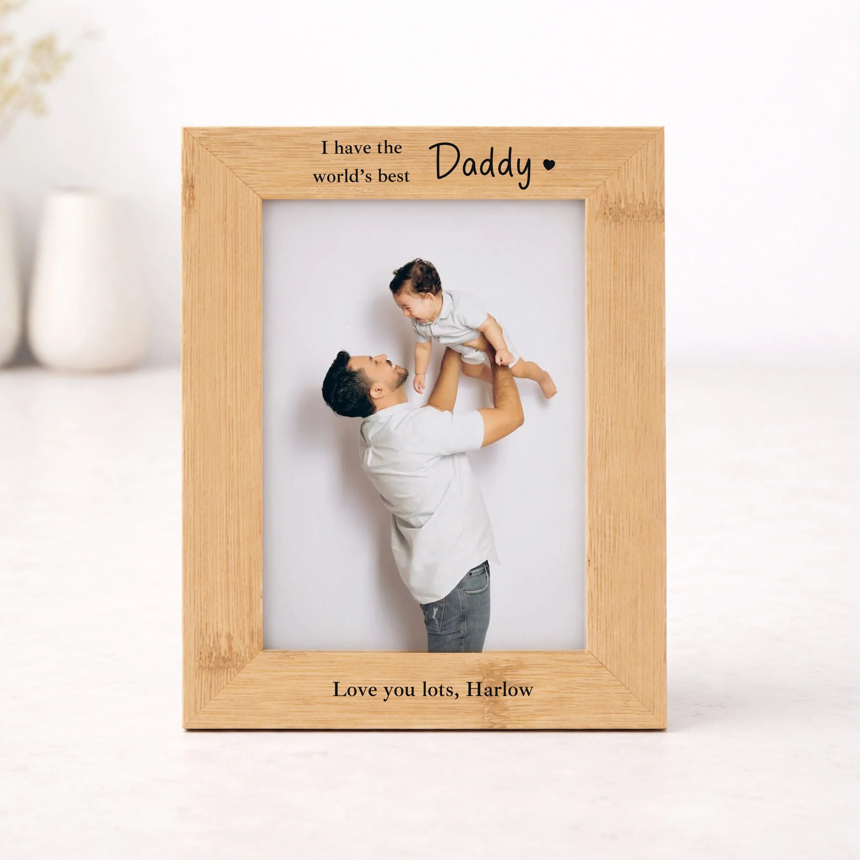 Personalised World's Best Daddy Engraved Bamboo Photo Frame - Image 3