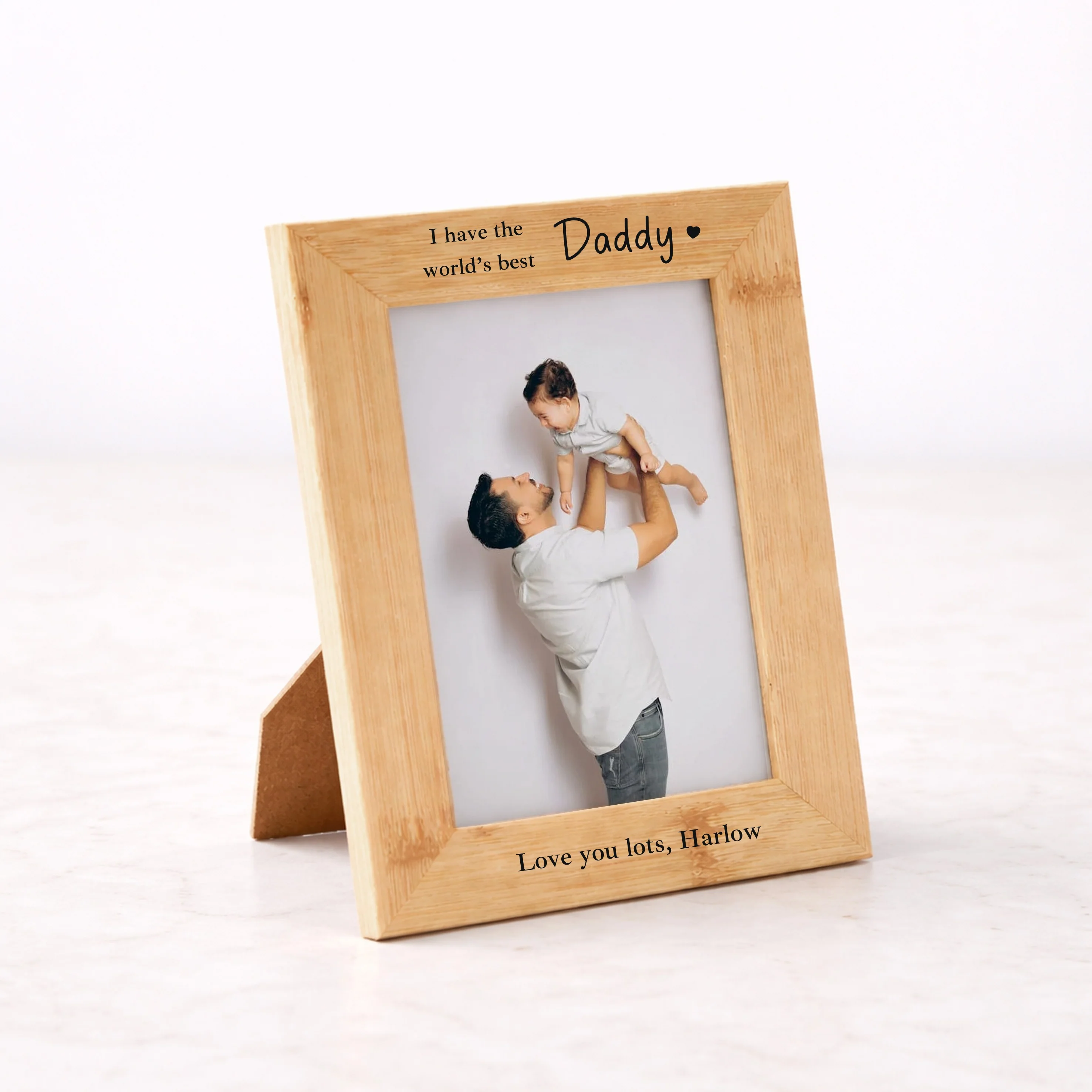 Personalised World's Best Daddy Engraved Bamboo Photo Frame - Image 4