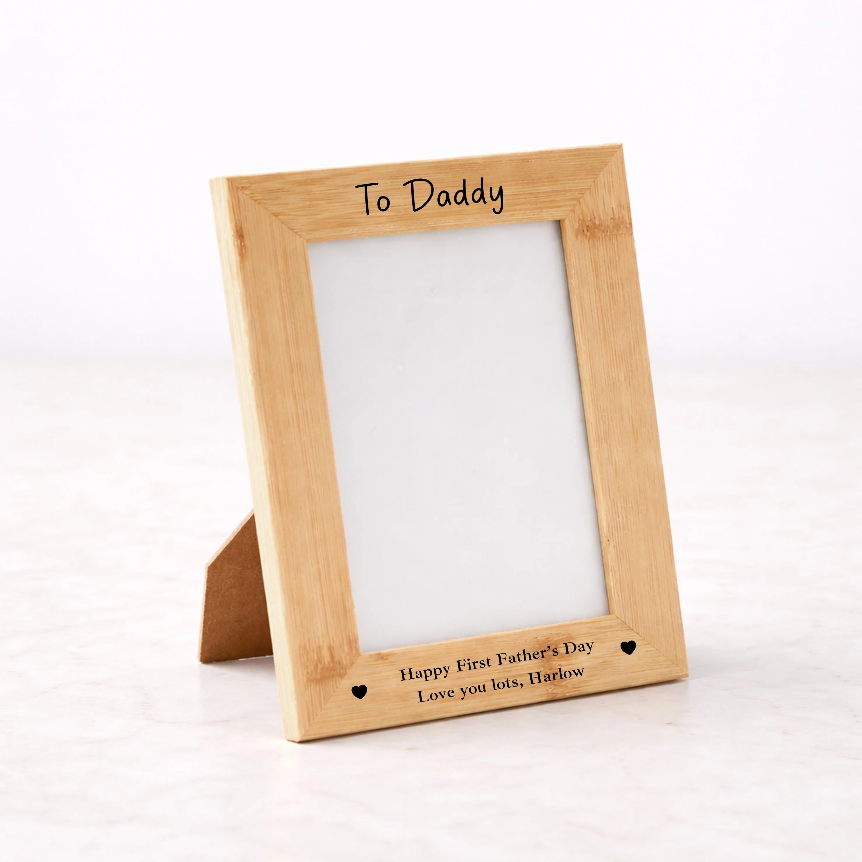 Personalised Happy First Father's Day Engraved Bamboo Photo Frame - Image 3