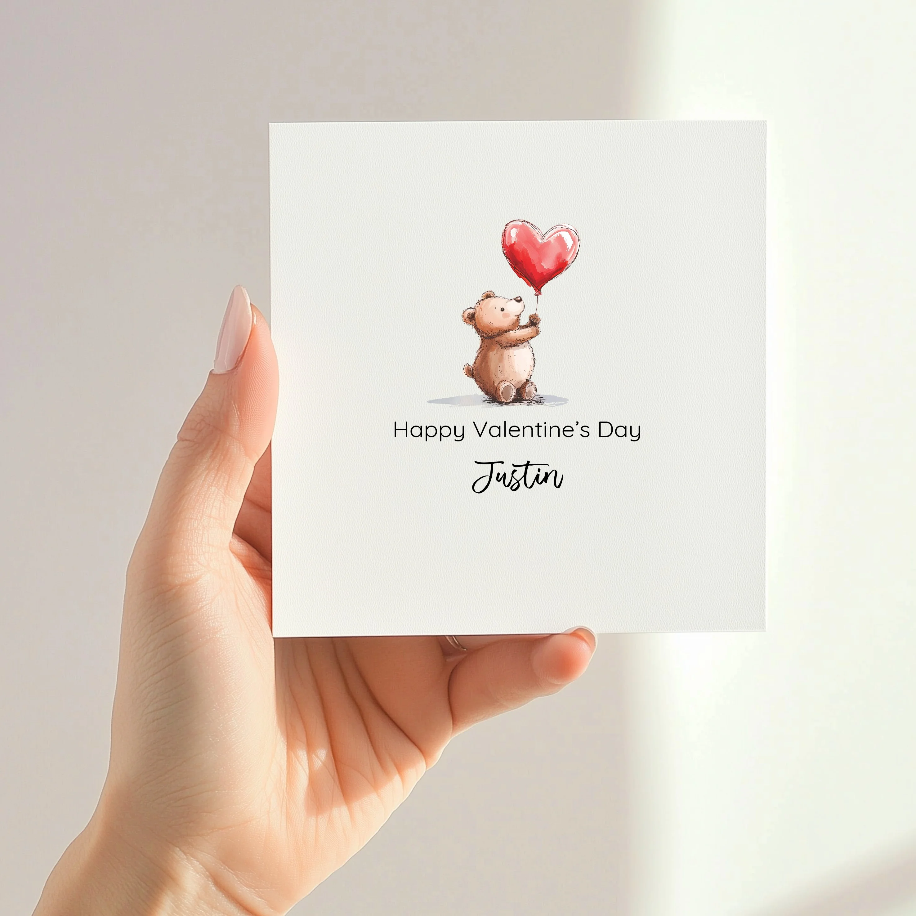 Personalised Happy Valentines Day Bears Red Balloons Card - Image 4